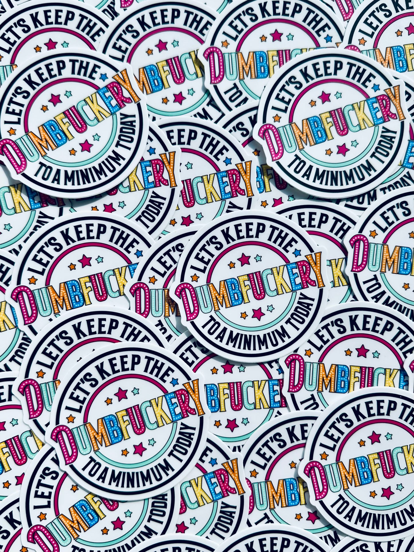 Let's Keep the Dumbfuckery to a Minimum Today Sticker, Daily Affirmation Sticker, Permanent, Weatherproof Motto Sticker for Kindle, Laptop maedaymaedaymaeday