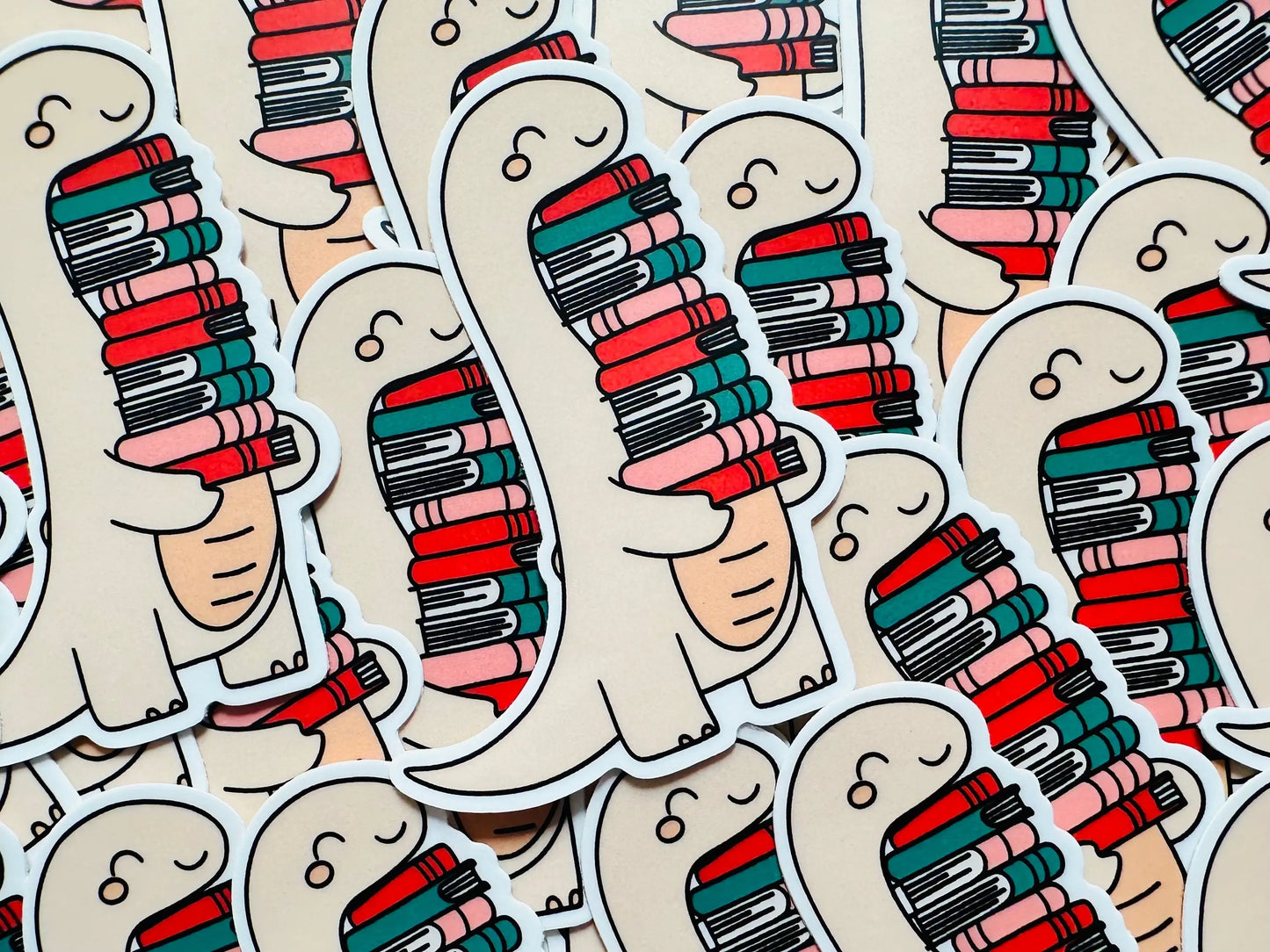 Dinosaur Book Lover Sticker, Dino Stack of Books Sticker, TRL Dino, Permanent Sticker, Trendy Sticker for Kindle, Laptop, Booktok, Bookish maedaymaedaymaeday