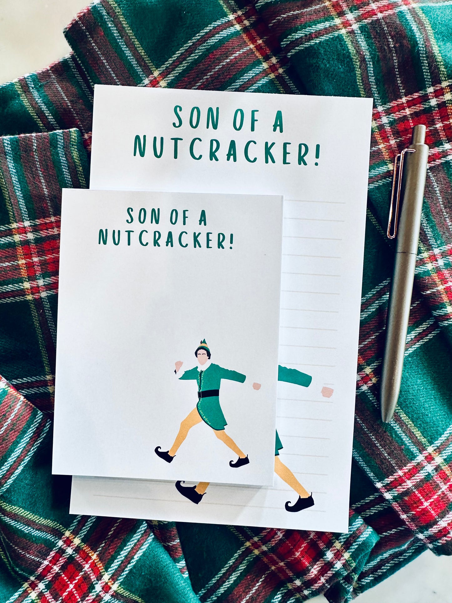 Son of a Nutcracker Notepad Half (5.5x8.5") & Quarter Page Notepad or To-Do List, Christmas/Pop Culture Themed Notepad, Santa's Helper To Do maedaymaedaymaeday