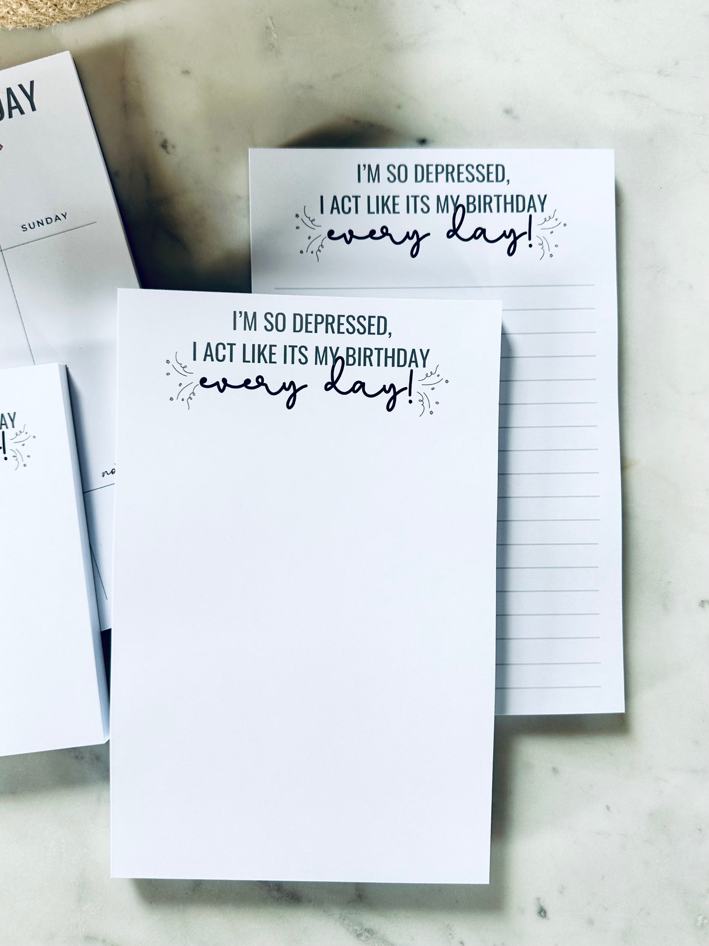 Full, Half and Quarter Page Notepad/Planner, I'm so depressed I act like its my Birthday every day!, Tortured Poets Dept, Broken Heart, TTPD maedaymaedaymaeday
