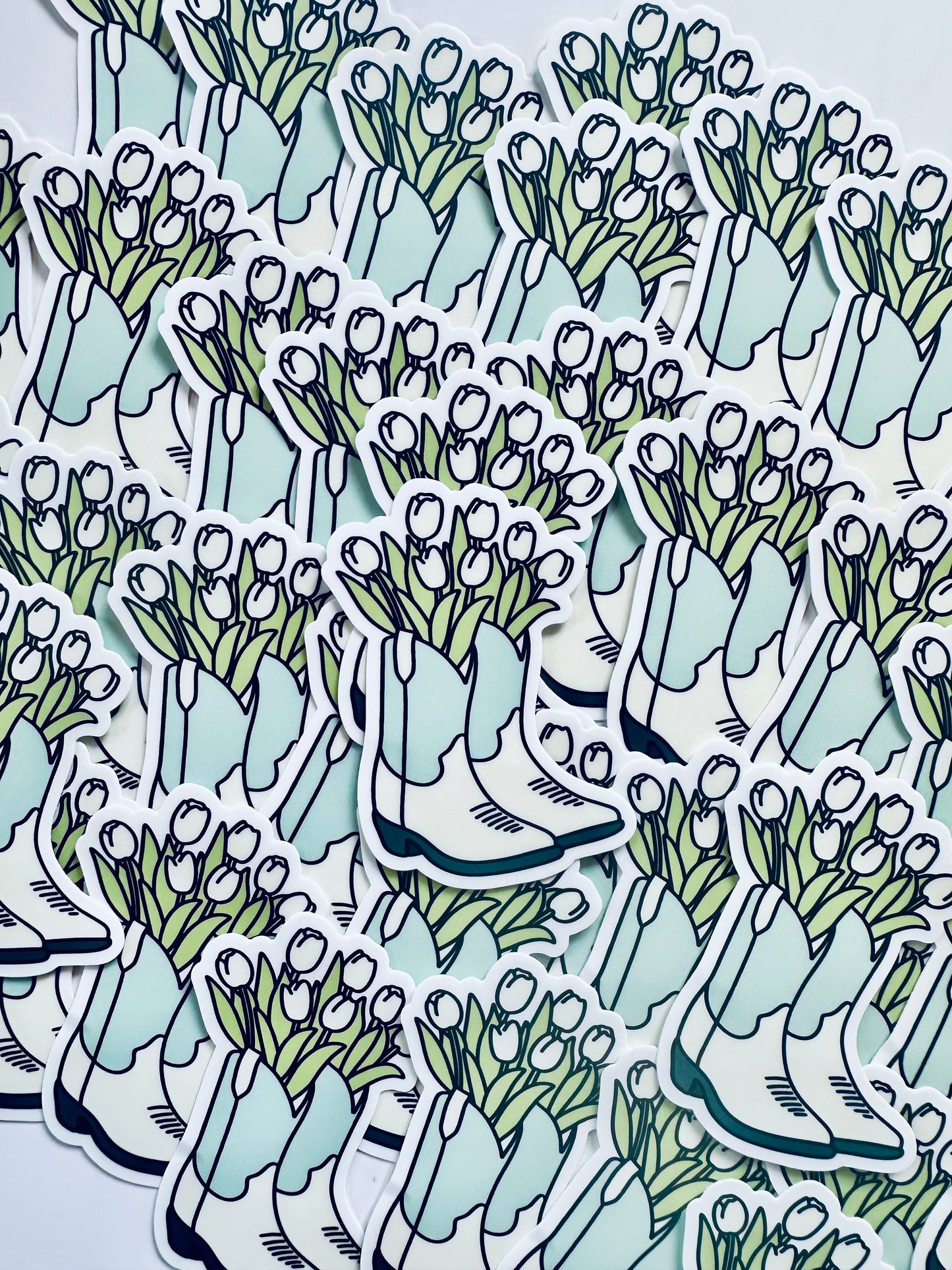 Cowboy Boots Bouquet of Flowers Sticker, Tulip Cowboy Boot Sticker, Tulip, Floral Sticker maedaymaedaymaeday
