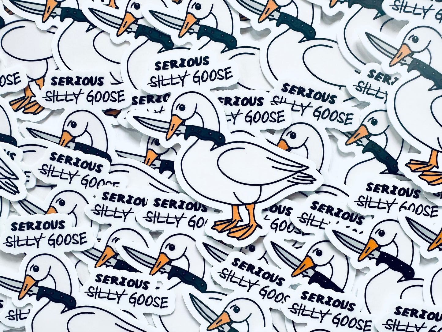 Serious Silly Goose Sticker, Funny Water Bottle Sticker, Internet Meme Decal for Tumblers and Laptops, Weatherproof, Permanent Sticker maedaymaedaymaeday