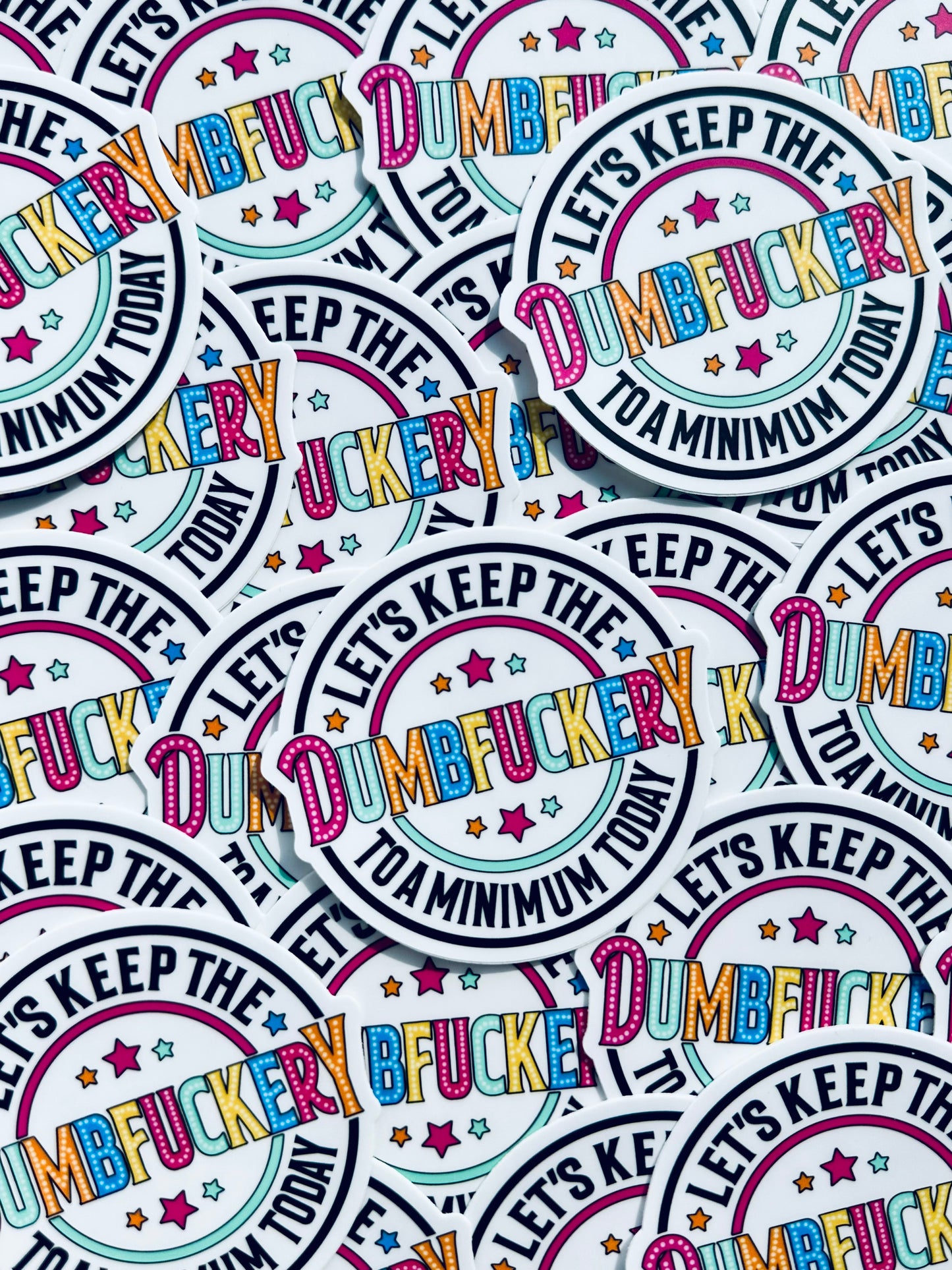Let's Keep the Dumbfuckery to a Minimum Today Sticker, Daily Affirmation Sticker, Permanent, Weatherproof Motto Sticker for Kindle, Laptop maedaymaedaymaeday