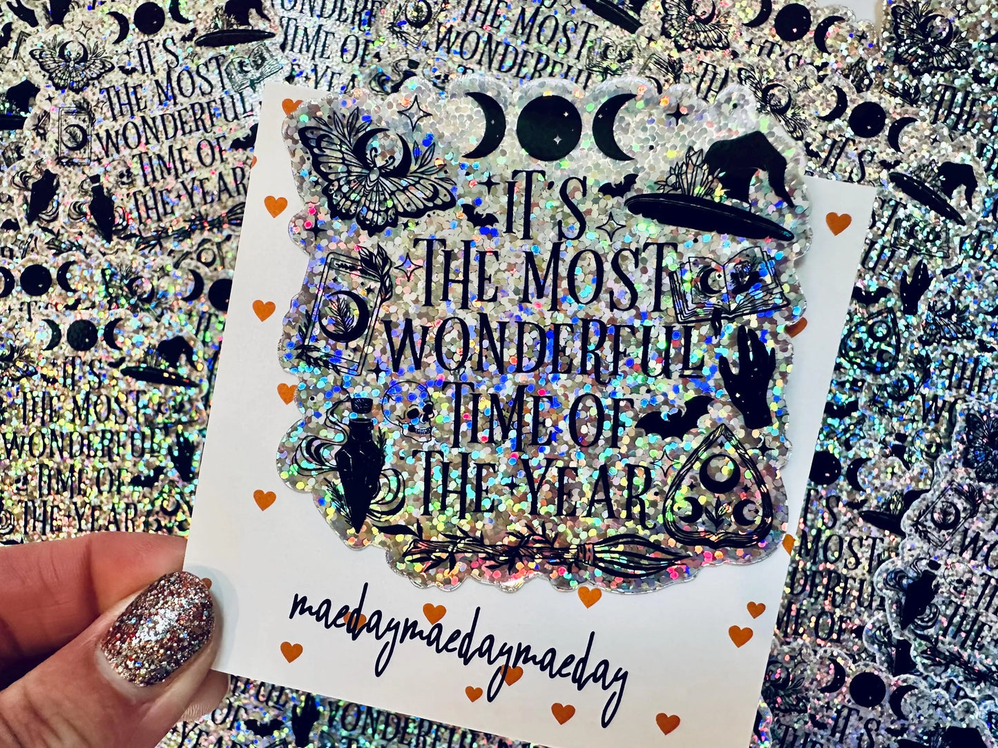 Halloween/Fall It's the Most Wonderful Time of the Year Sticker, Spooky Season Sticker, Trendy Sticker for Kindle, Laptop, Water Bottle maedaymaedaymaeday