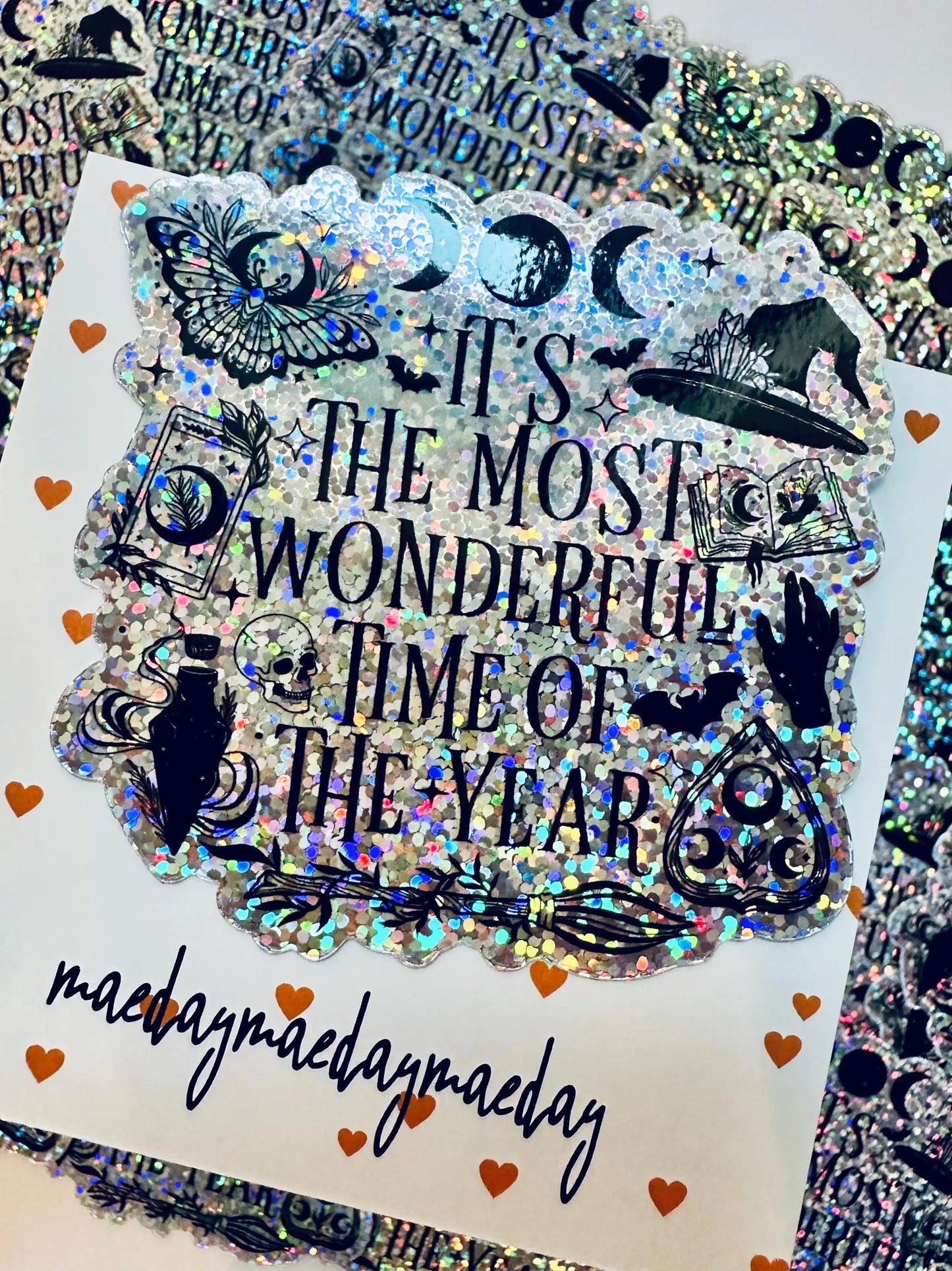 Halloween/Fall It's the Most Wonderful Time of the Year Sticker, Spooky Season Sticker, Trendy Sticker for Kindle, Laptop, Water Bottle maedaymaedaymaeday