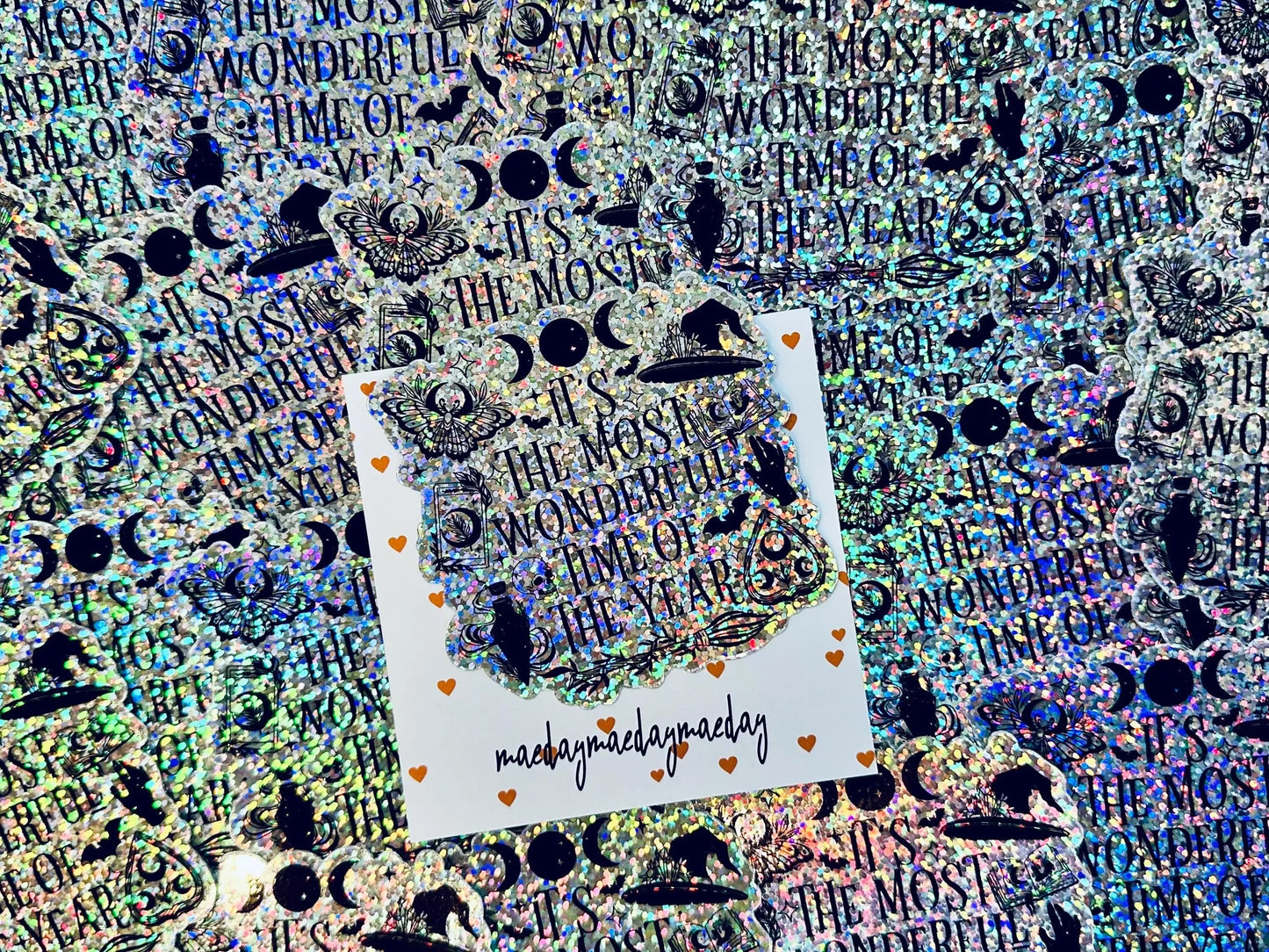 Halloween/Fall It's the Most Wonderful Time of the Year Sticker, Spooky Season Sticker, Trendy Sticker for Kindle, Laptop, Water Bottle maedaymaedaymaeday