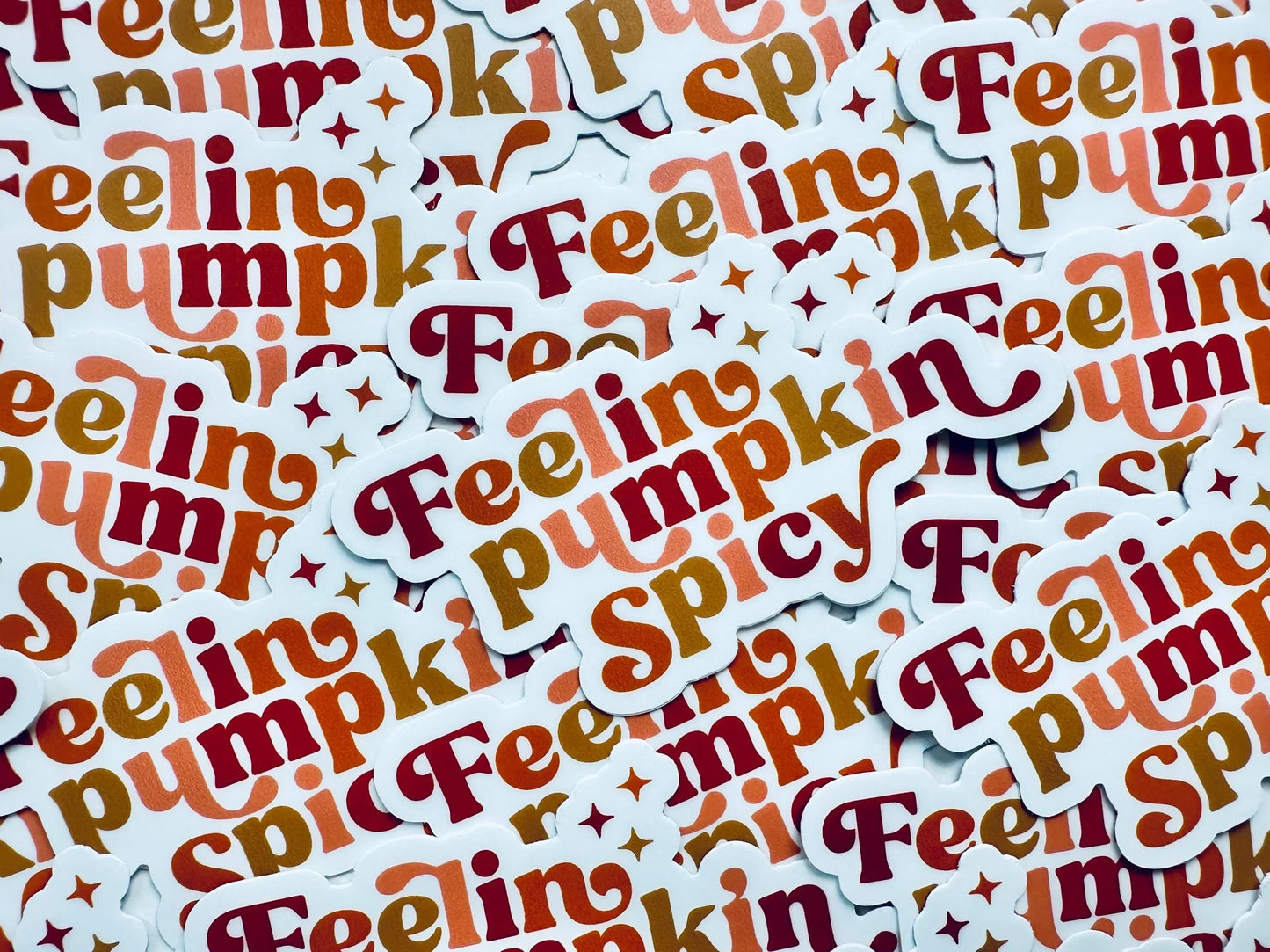 Feelin Pumpkin Spicy Sticker, Pumpkin Spice Lover Sticker, Halloween/Fall Trendy Sticker for Kindle, Laptop, Water Bottle maedaymaedaymaeday