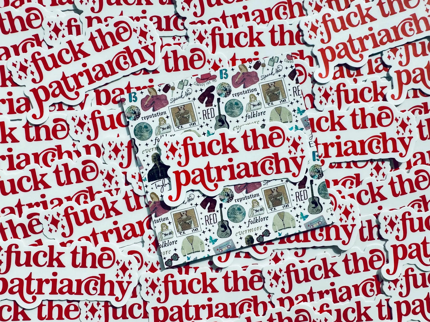 Fuck the Patriarchy Sticker, Red Merch, All too Well Inspired Swiftie Weatherproof Sticker, Swiftie Vinyl Eras Sticker maedaymaedaymaeday