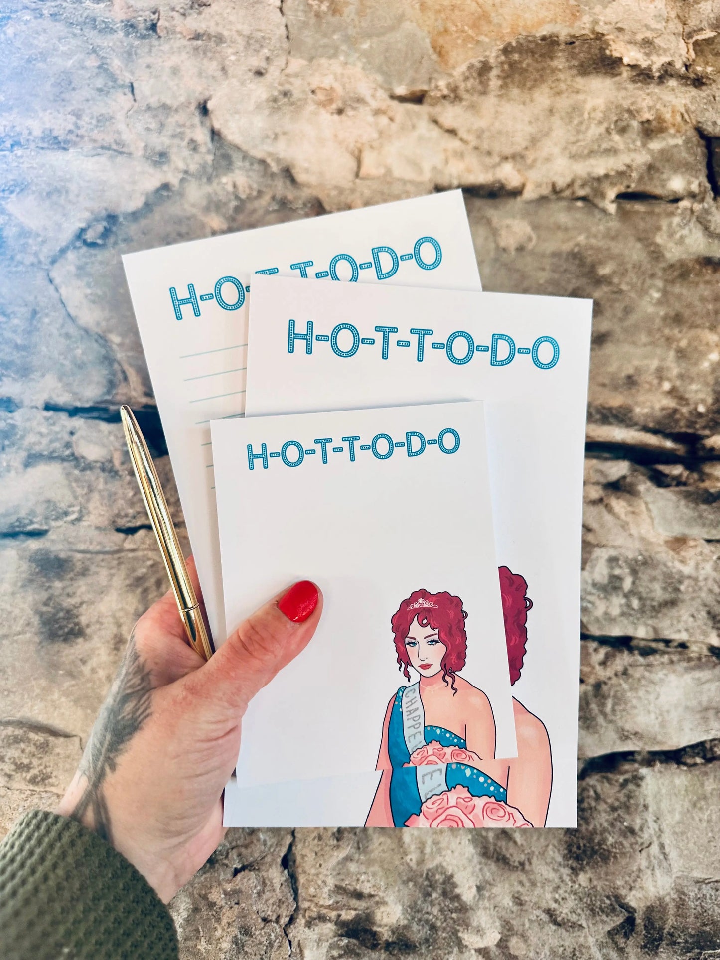 H-O-T-T-O-D-O Notepad, Half Letter & Quarter (Mini) 50 Page, Tear Off Notepad maedaymaedaymaeday