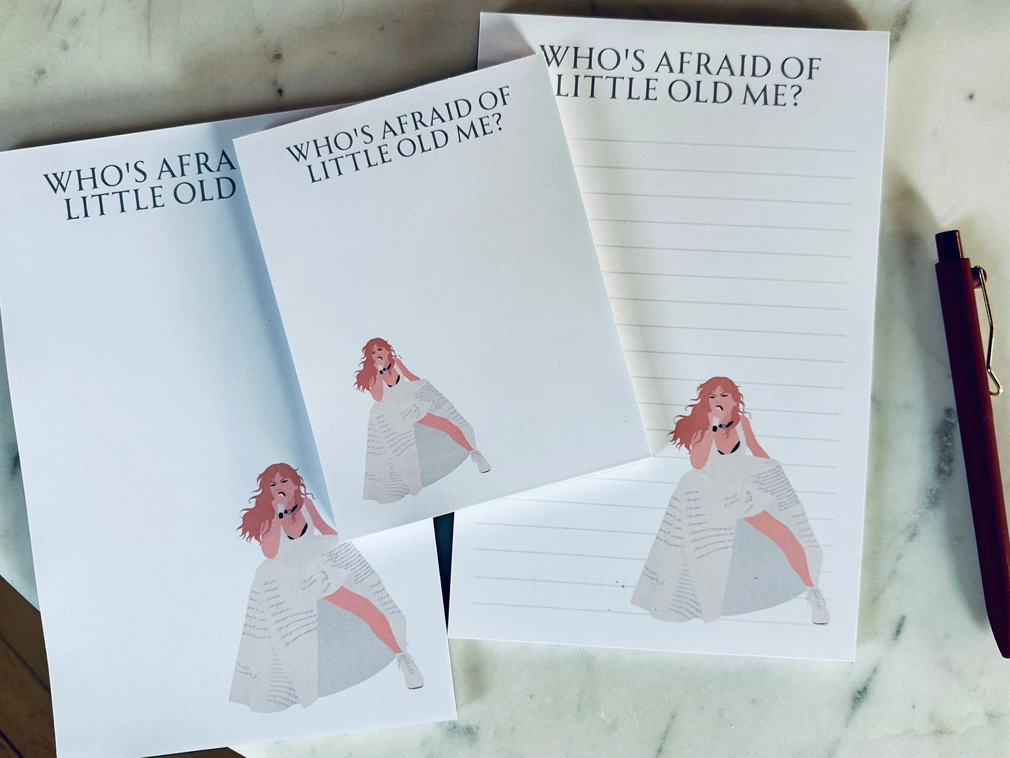 Half Page(5.5x8.5") Pop Culture Queen Notepad, Tortured Poets Department, Who’s Afraid of Little Old Me? Notepad, TTPD, Quarter Page Notepad maedaymaedaymaeday