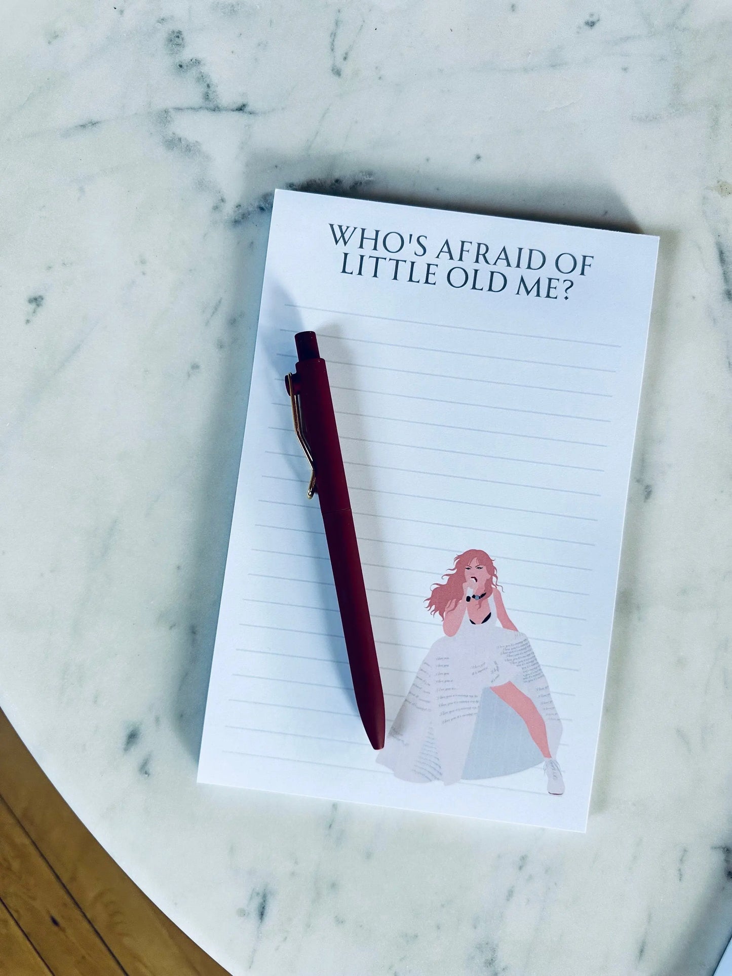 Half Page(5.5x8.5") Pop Culture Queen Notepad, Tortured Poets Department, Who’s Afraid of Little Old Me? Notepad, TTPD, Quarter Page Notepad maedaymaedaymaeday