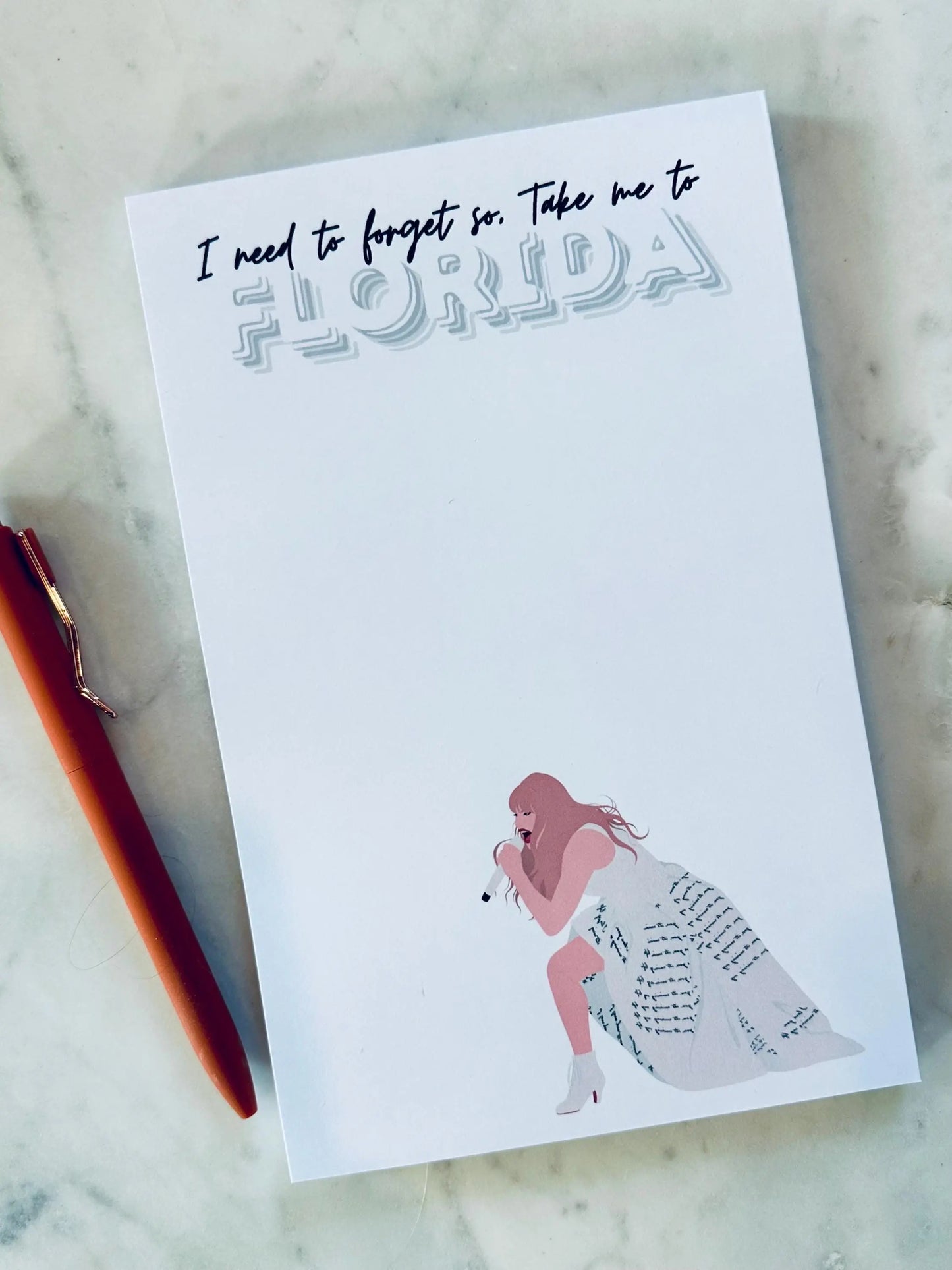 Half & Quarter Page Pop Culture Notepad, Florida!!! To Do List, I need to Forget so Take me to Florida!!!,Eras Merch Swiftie Stationary Gift maedaymaedaymaeday