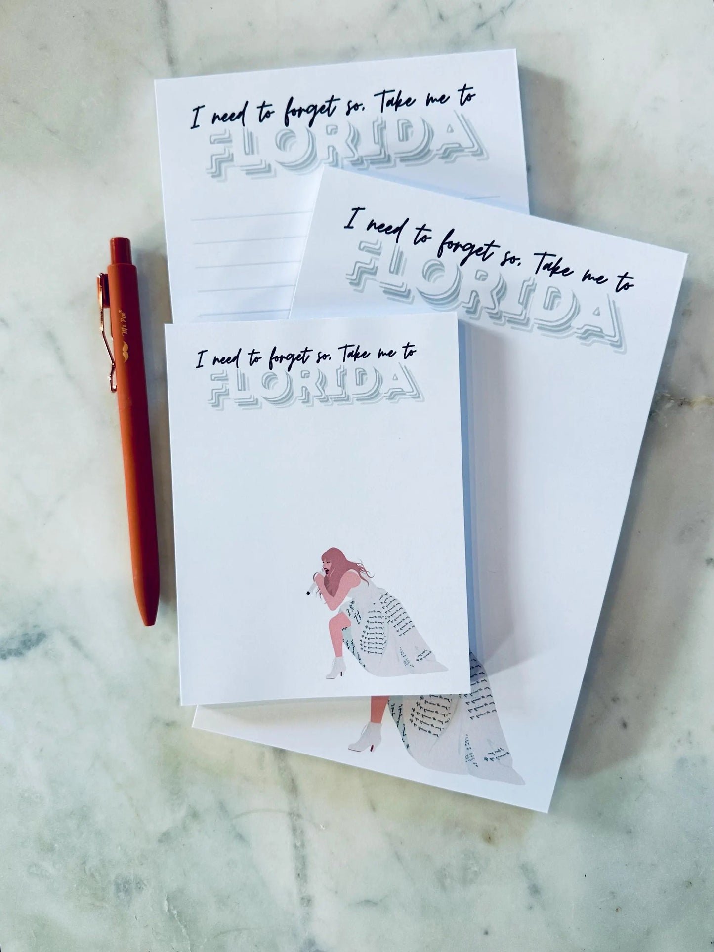 Half & Quarter Page Pop Culture Notepad, Florida!!! To Do List, One Hell of a Drug and Take me to Florida Notepad, Eras Merch Swiftie Gift maedaymaedaymaeday