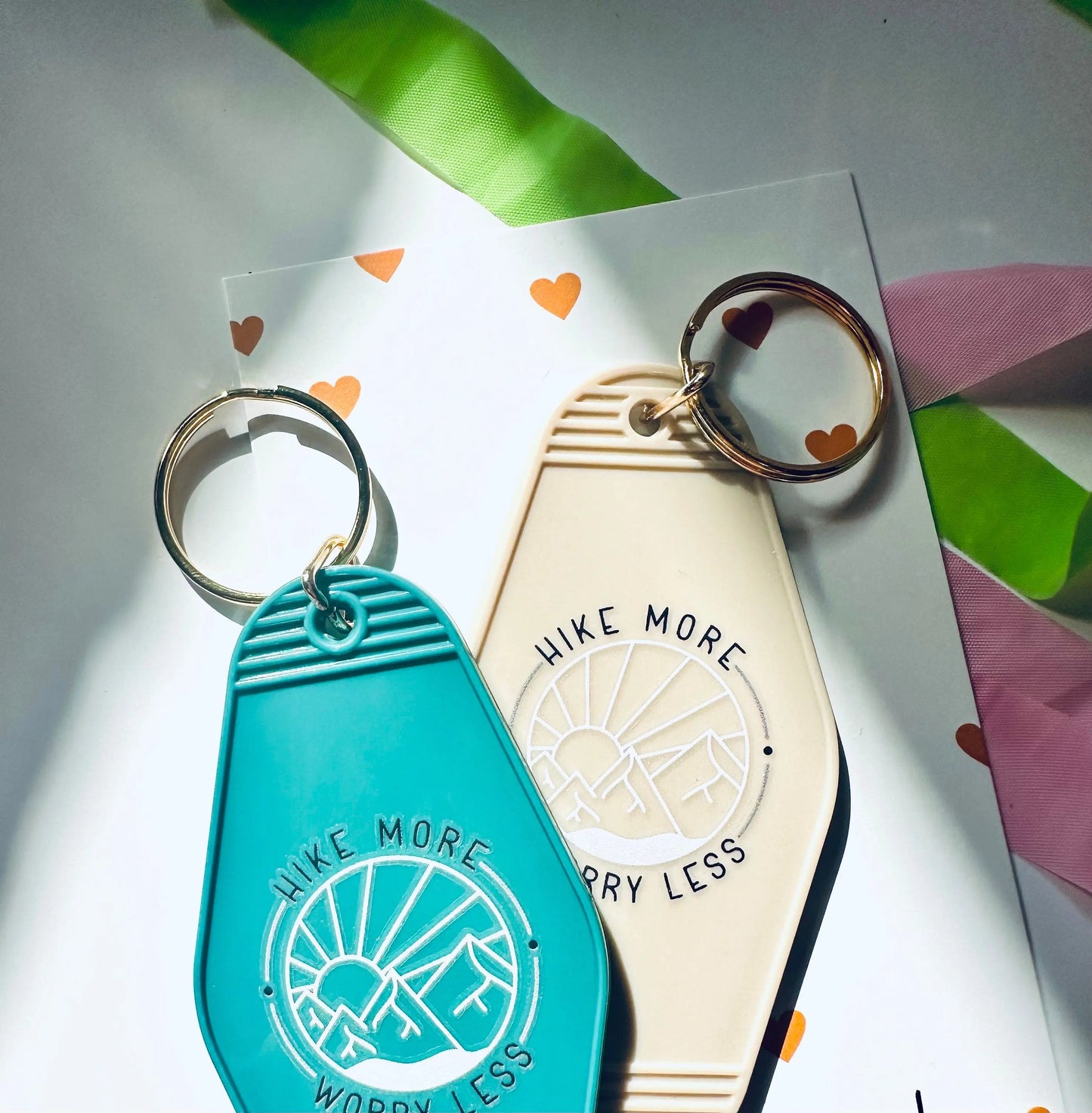 Hike More, Worry Less Vintage Motel Keychain, Cute Retro Hotel Keychain maedaymaedaymaeday