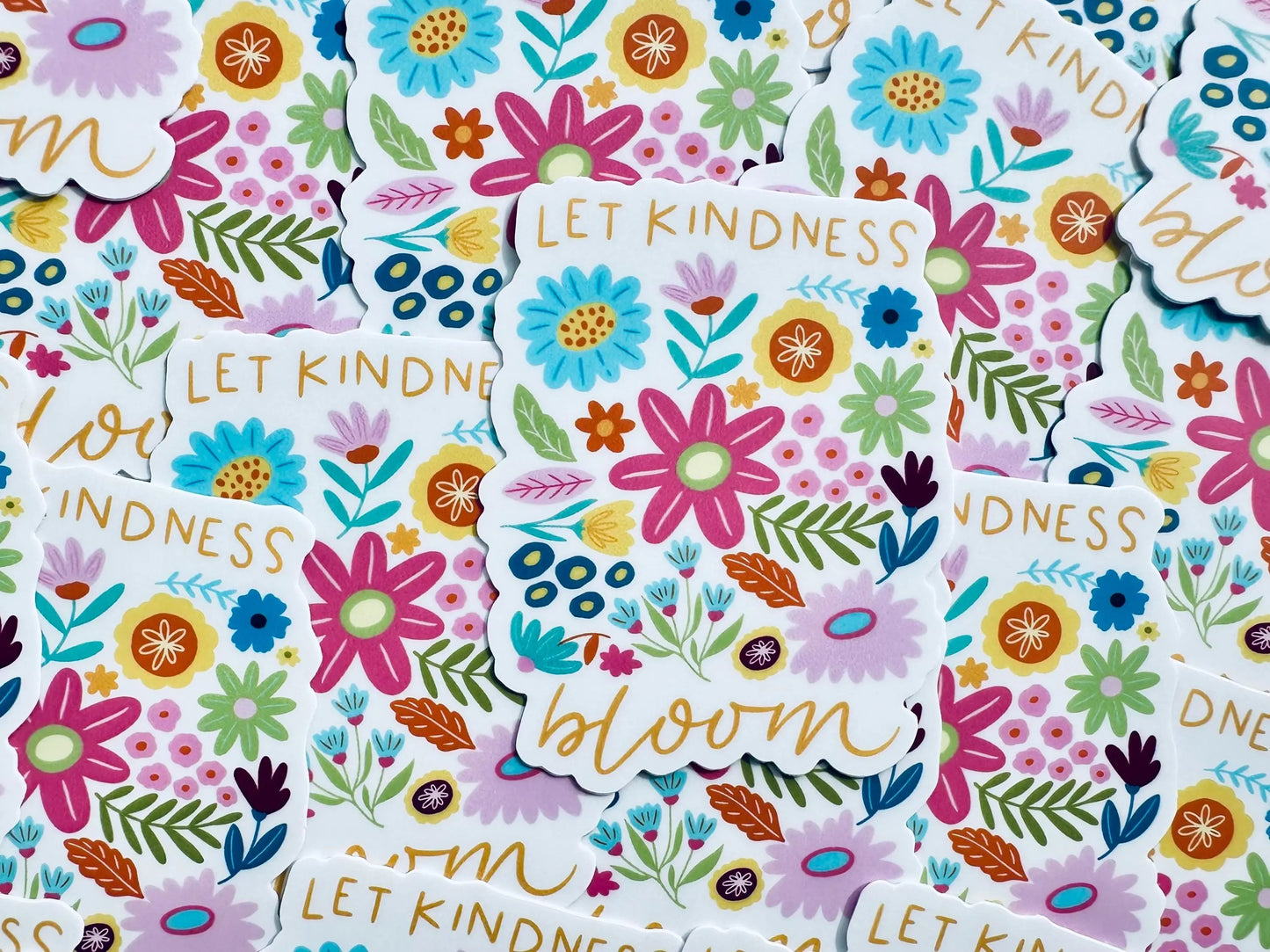 Let Kindless Bloom Sticker, Floral, Weatherproof Permanent Sticker, Mental Health, Daily Affirmation Sticker, Hand Drawn Flower Sticker maedaymaedaymaeday