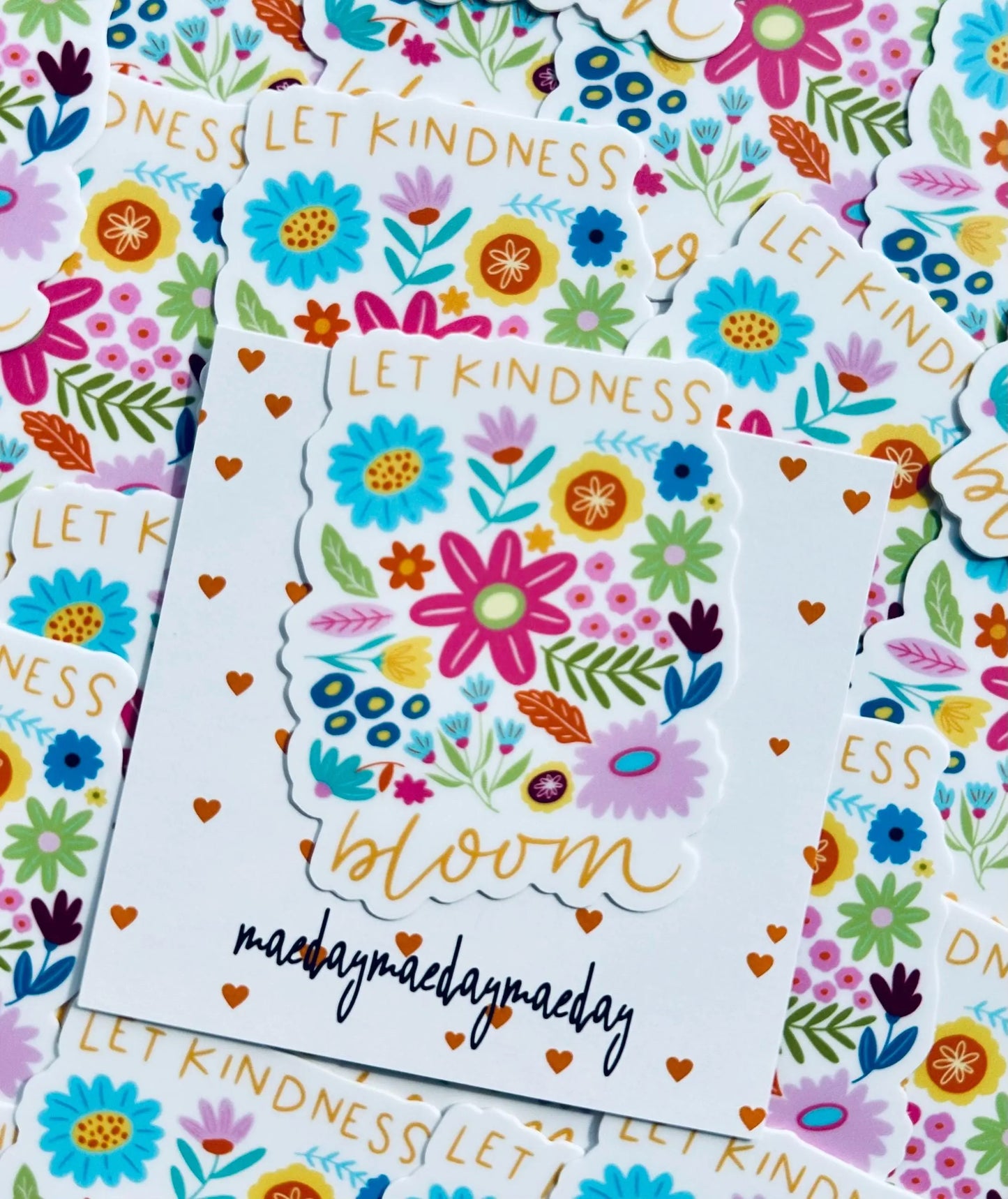 Let Kindless Bloom Sticker, Floral, Weatherproof Permanent Sticker, Mental Health, Daily Affirmation Sticker, Hand Drawn Flower Sticker maedaymaedaymaeday