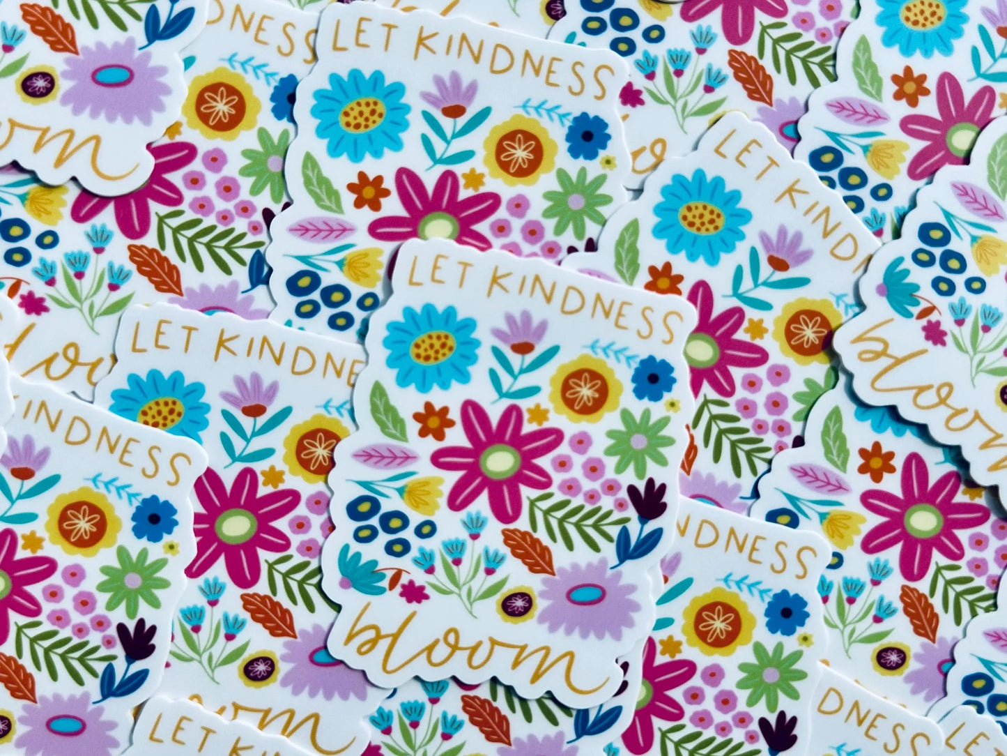 Let Kindless Bloom Sticker, Floral, Weatherproof Permanent Sticker, Mental Health, Daily Affirmation Sticker, Hand Drawn Flower Sticker maedaymaedaymaeday