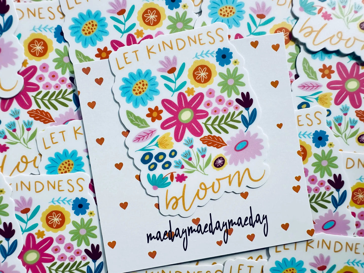 Let Kindless Bloom Sticker, Floral, Weatherproof Permanent Sticker, Mental Health, Daily Affirmation Sticker, Hand Drawn Flower Sticker maedaymaedaymaeday
