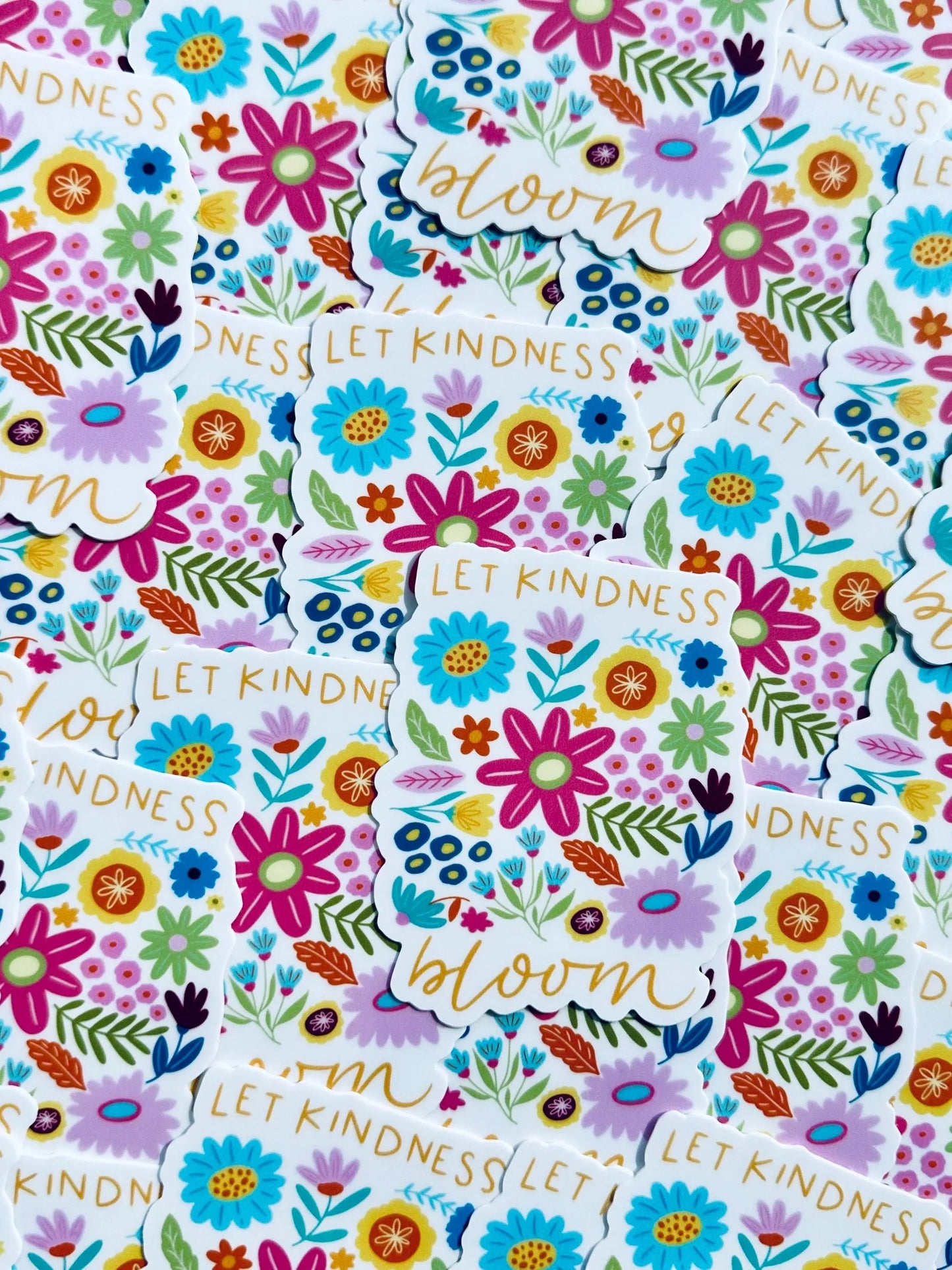 Let Kindless Bloom Sticker, Floral, Weatherproof Permanent Sticker, Mental Health, Daily Affirmation Sticker, Hand Drawn Flower Sticker maedaymaedaymaeday