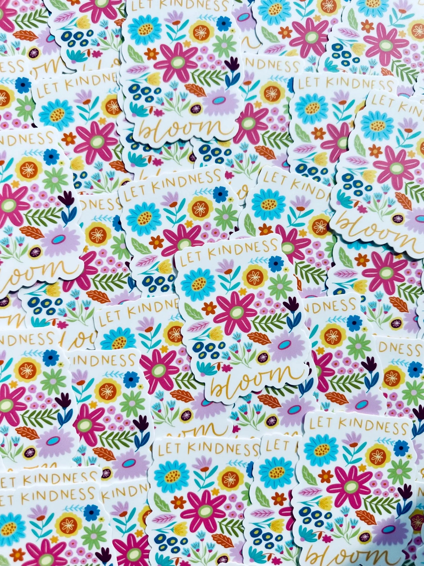 Let Kindless Bloom Sticker, Floral, Weatherproof Permanent Sticker, Mental Health, Daily Affirmation Sticker, Hand Drawn Flower Sticker maedaymaedaymaeday