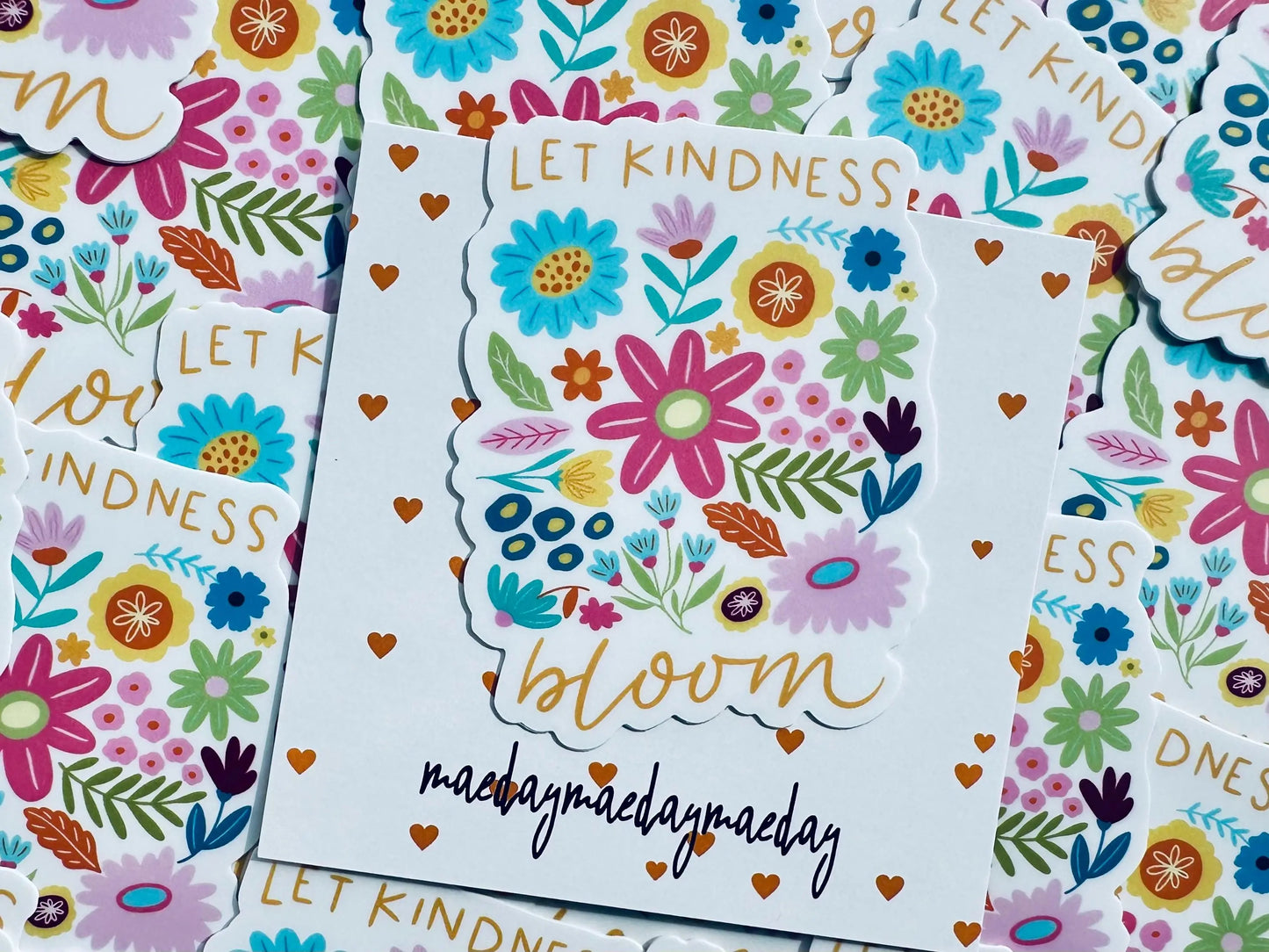 Let Kindless Bloom Sticker, Floral, Weatherproof Permanent Sticker, Mental Health, Daily Affirmation Sticker, Hand Drawn Flower Sticker maedaymaedaymaeday