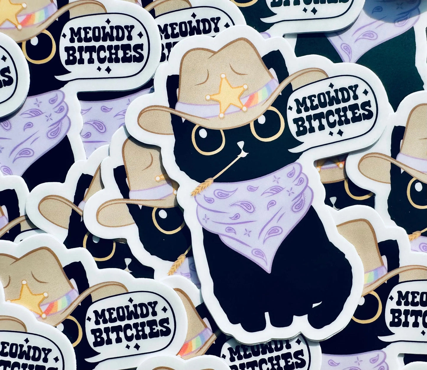 Meowdy Bitches! Sticker, Black Cat Sticker, Cowboy CatSticker, Chaos Creator Gift maedaymaedaymaeday