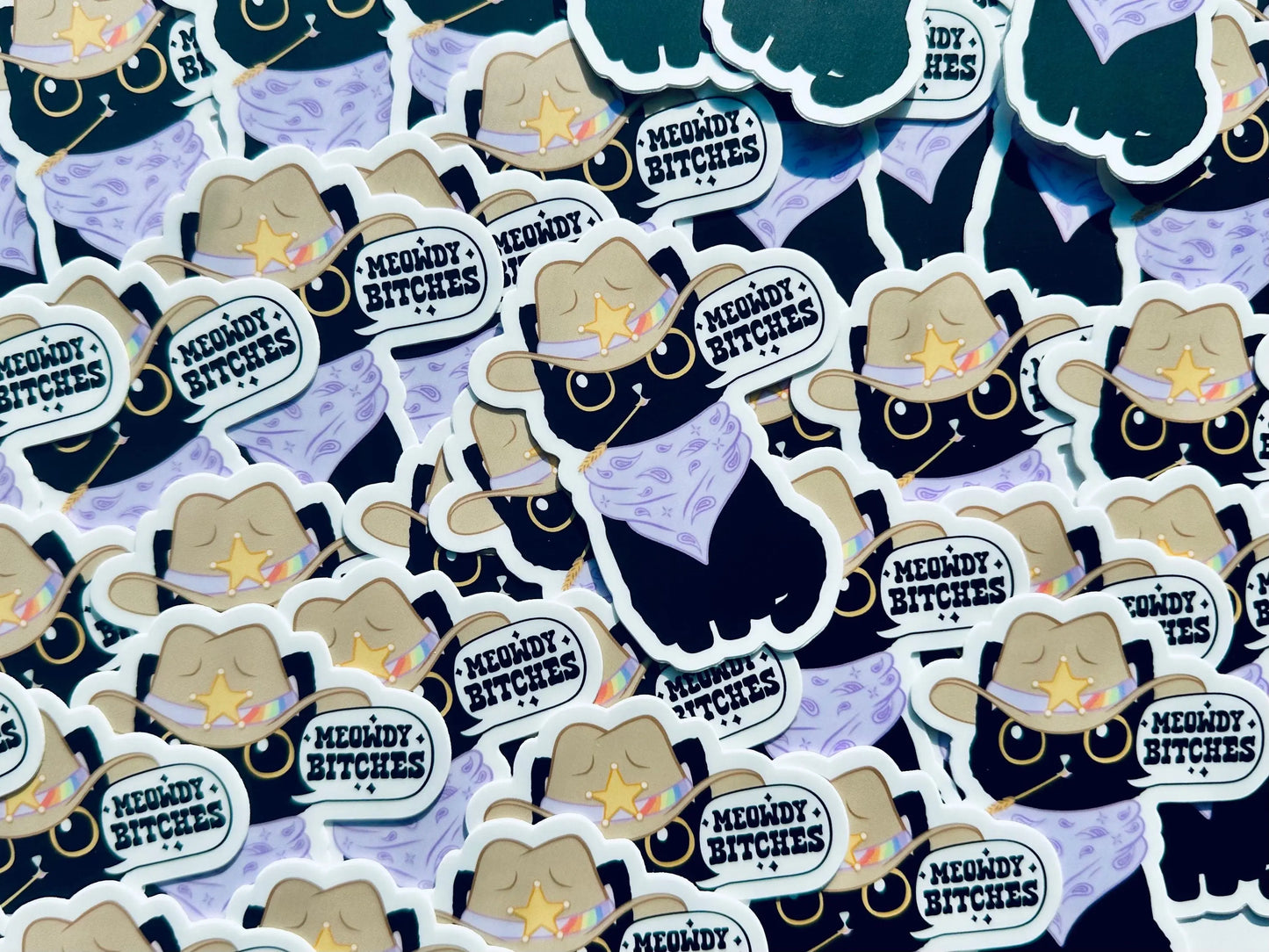 Meowdy Bitches! Sticker, Black Cat Sticker, Cowboy CatSticker, Chaos Creator Gift maedaymaedaymaeday