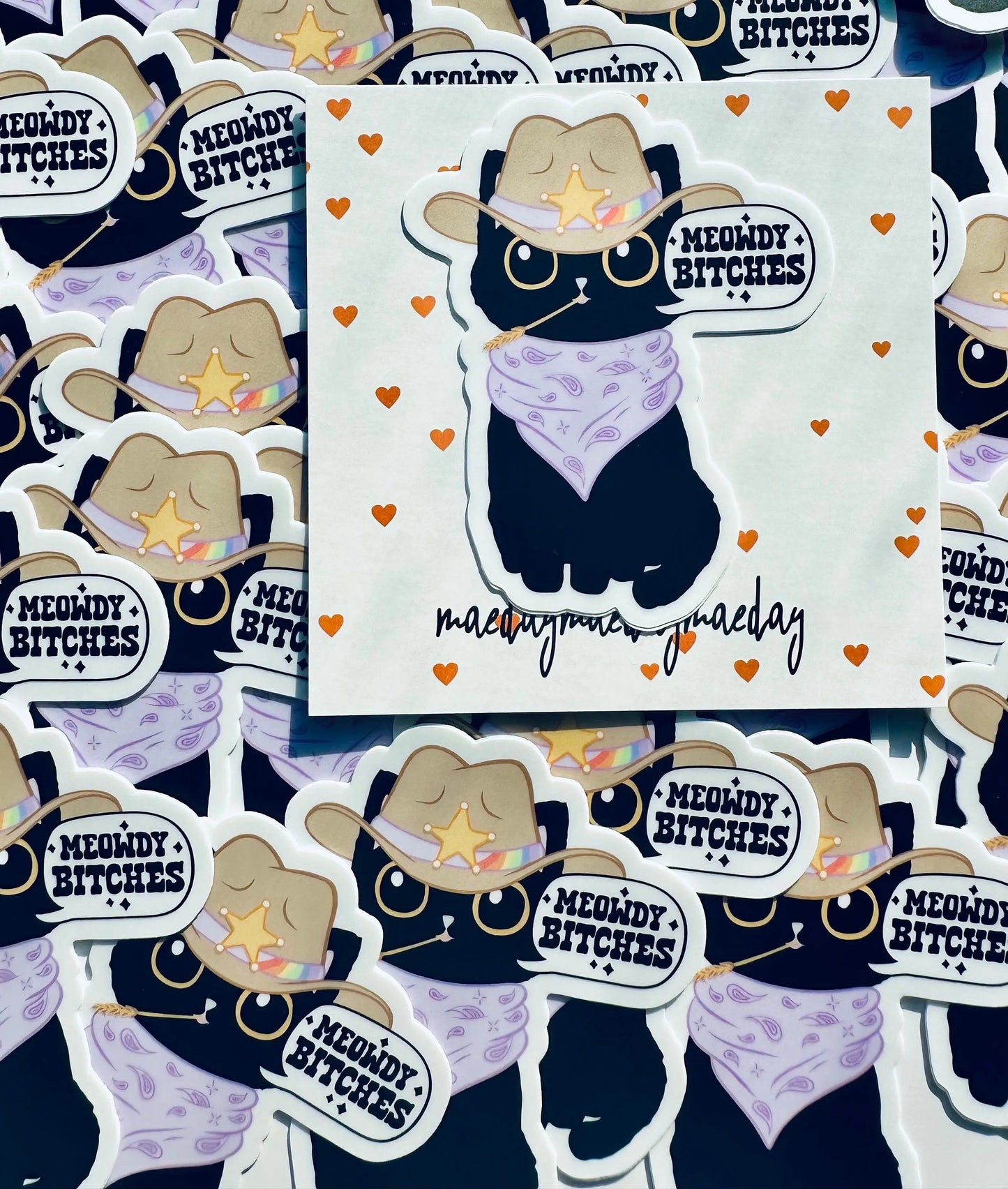 Meowdy Bitches! Sticker, Black Cat Sticker, Cowboy CatSticker, Chaos Creator Gift maedaymaedaymaeday