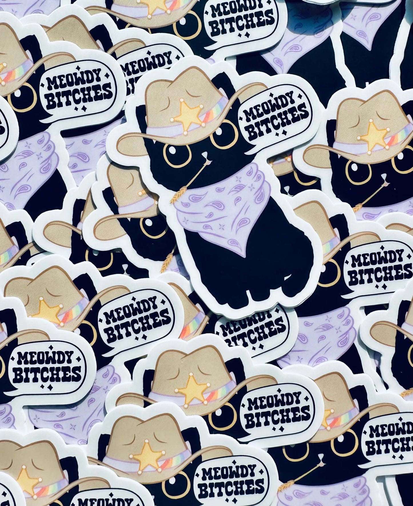 Meowdy Bitches! Sticker, Black Cat Sticker, Cowboy CatSticker, Chaos Creator Gift maedaymaedaymaeday