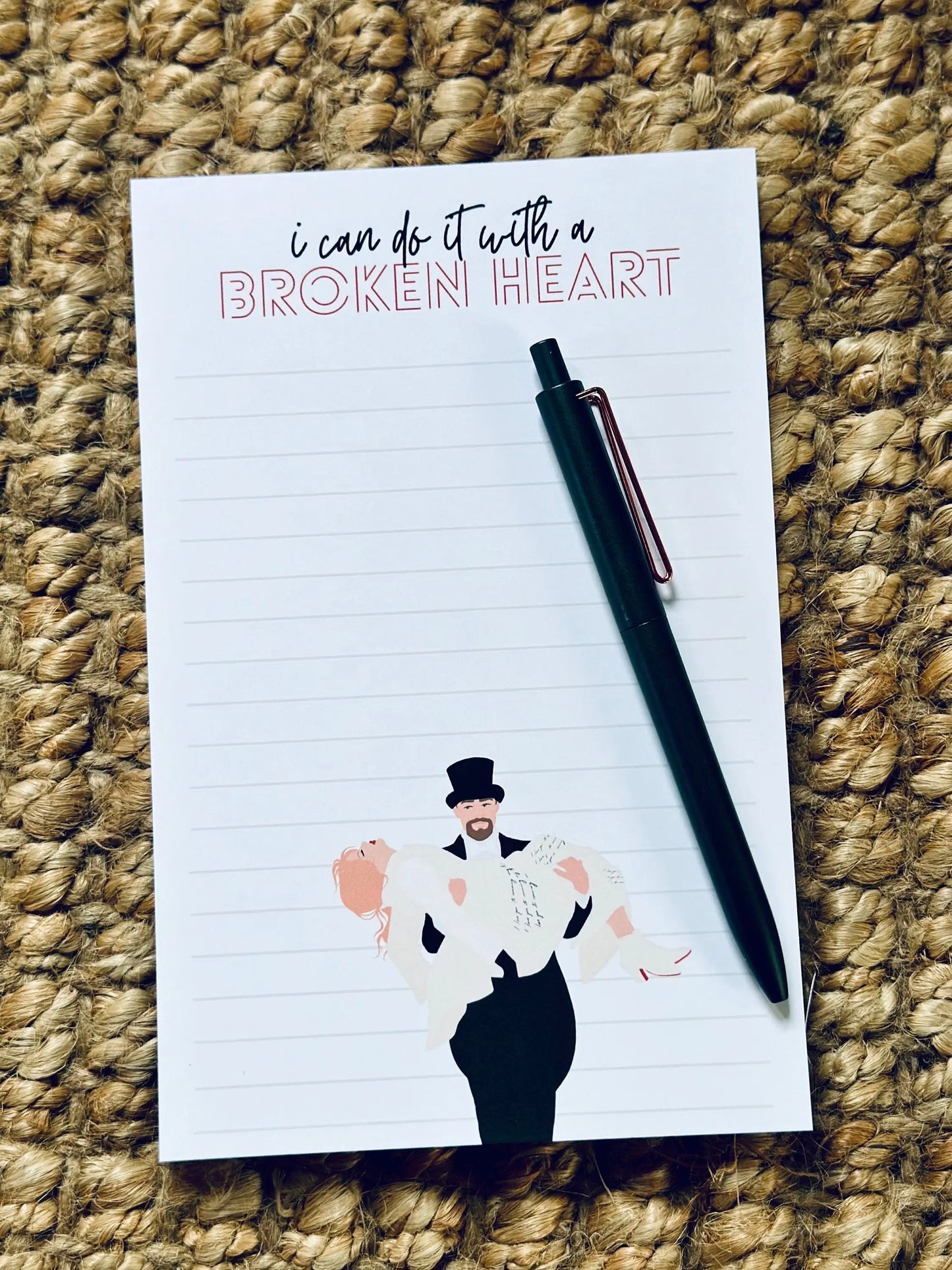 Personalized Half Page (5.5x8.5") I Can Do it with a Broken Heart Notepad, Tortured Poets Department, Travis Carrying Taylor, Eras, TTPD maedaymaedaymaeday