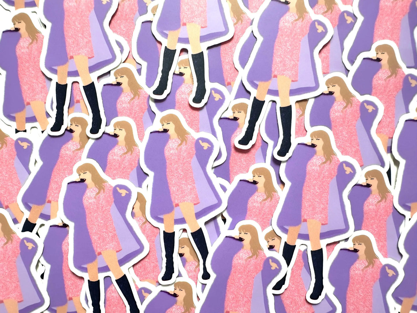 Pink Midnights Shirt Dress Eras Sticker, Purple Fuzzy Jacket Sticker, By the Eras Outfit Sticker,Eras Outfit Sticker, Swift Inspired Sticker maedaymaedaymaeday