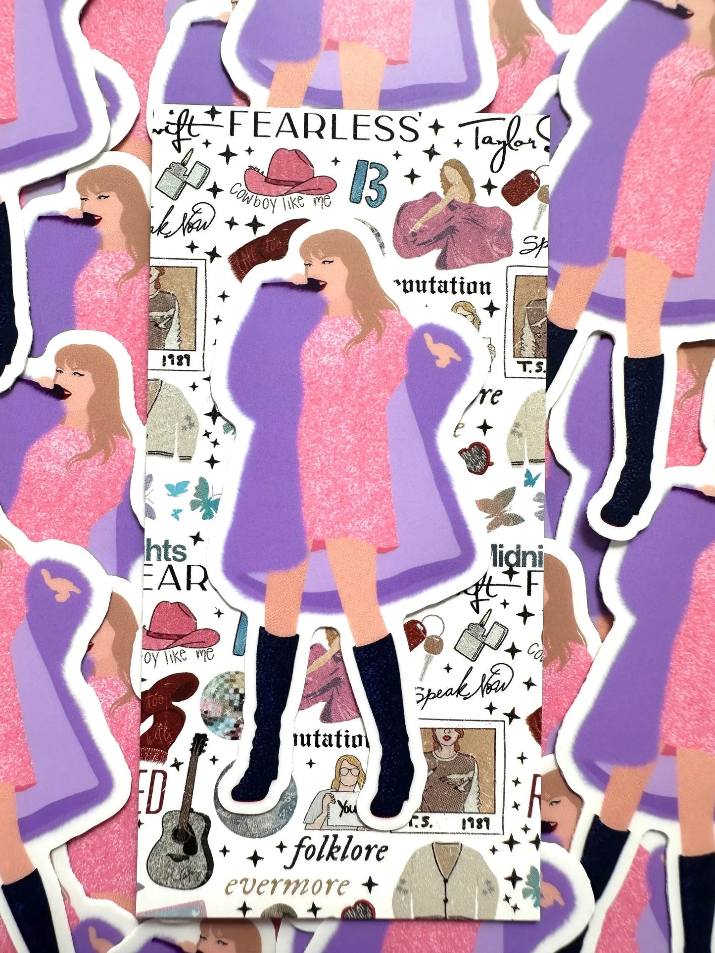 Pink Midnights Shirt Dress Eras Sticker, Purple Fuzzy Jacket Sticker, By the Eras Outfit Sticker,Eras Outfit Sticker, Swift Inspired Sticker maedaymaedaymaeday
