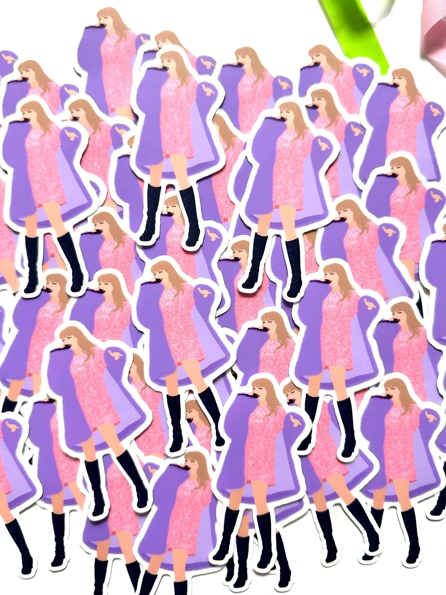 Pink Midnights Shirt Dress Eras Sticker, Purple Fuzzy Jacket Sticker, By the Eras Outfit Sticker,Eras Outfit Sticker, Swift Inspired Sticker maedaymaedaymaeday