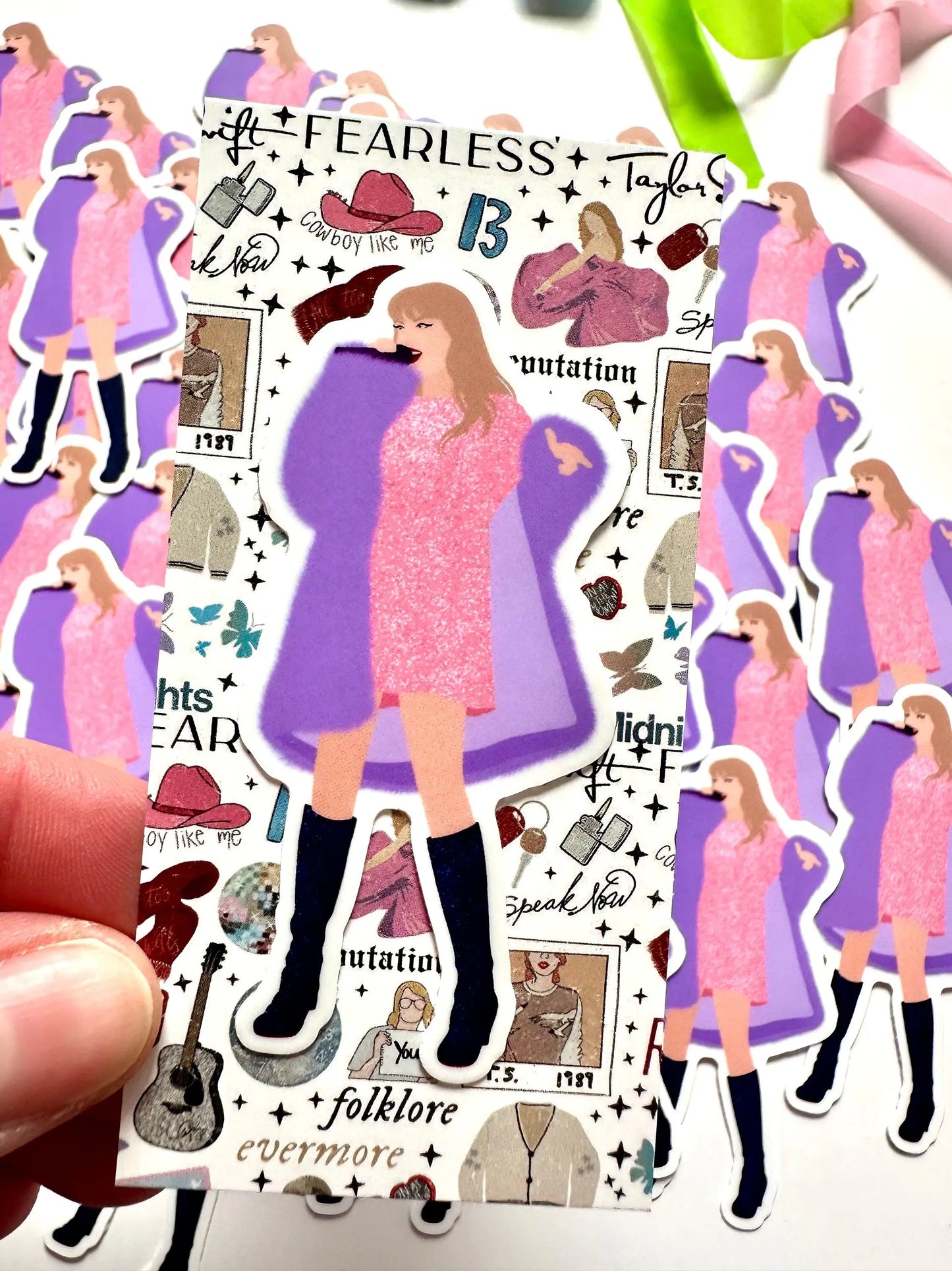 Pink Midnights Shirt Dress Eras Sticker, Purple Fuzzy Jacket Sticker, By the Eras Outfit Sticker,Eras Outfit Sticker, Swift Inspired Sticker maedaymaedaymaeday