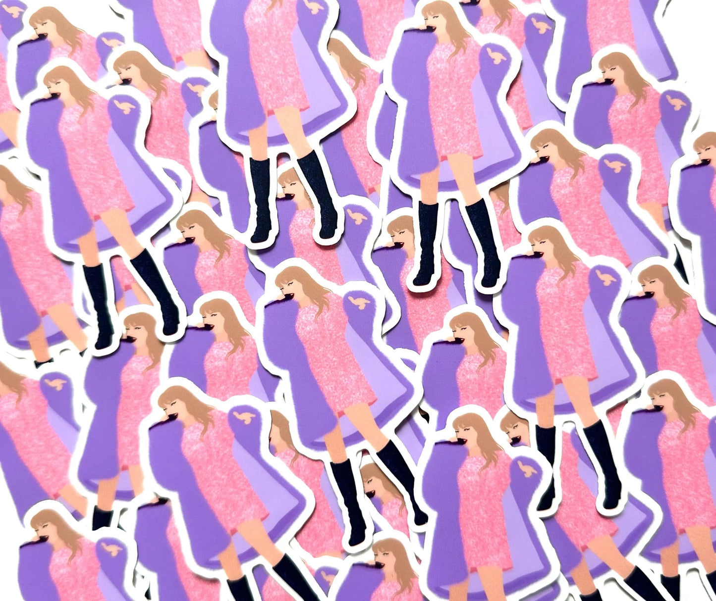 Pink Midnights Shirt Dress Eras Sticker, Purple Fuzzy Jacket Sticker, By the Eras Outfit Sticker,Eras Outfit Sticker, Swift Inspired Sticker maedaymaedaymaeday