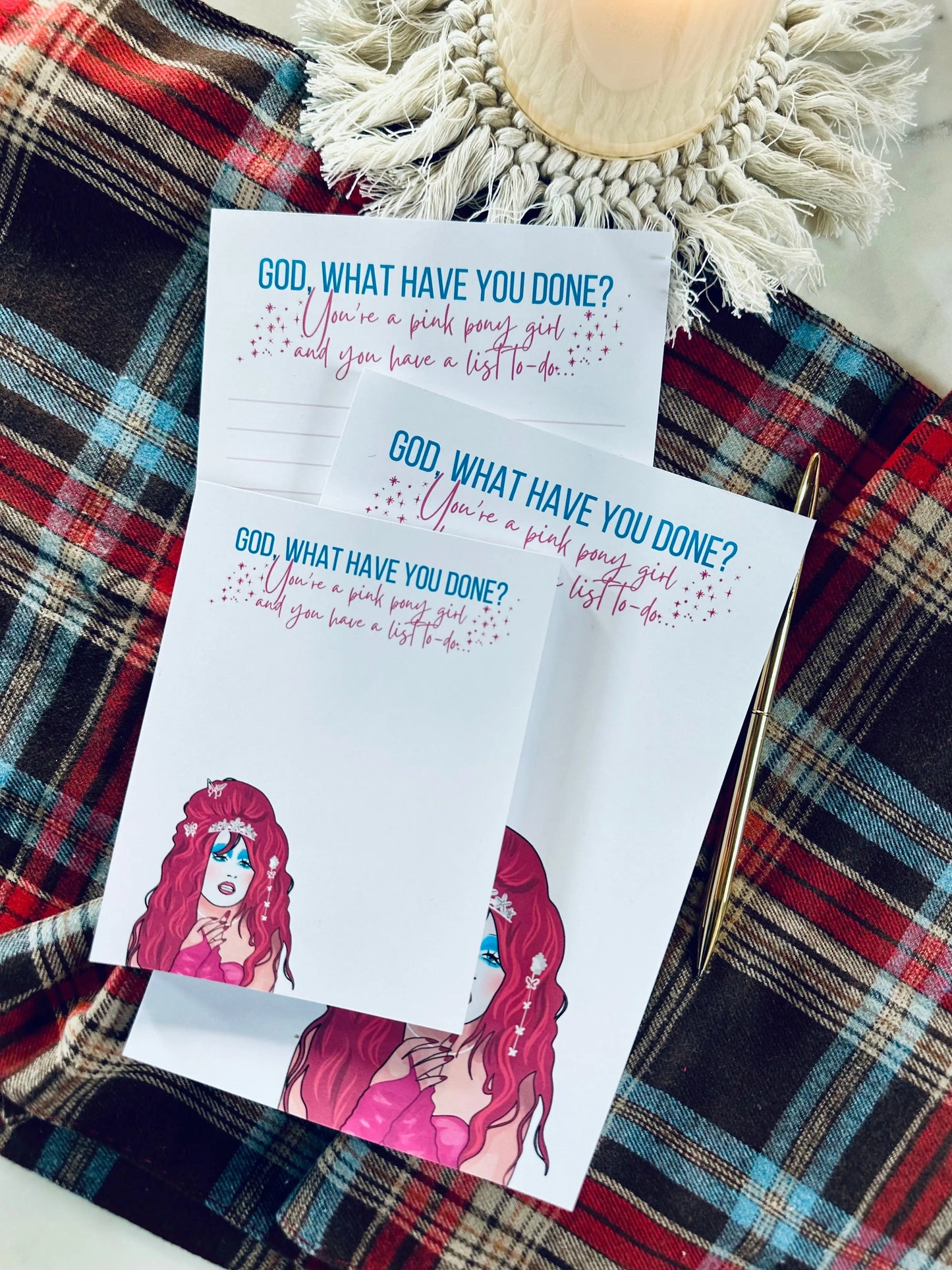Pink Pony To-Do List Half & Quarter 50 Page, Tear Off Notepad maedaymaedaymaeday