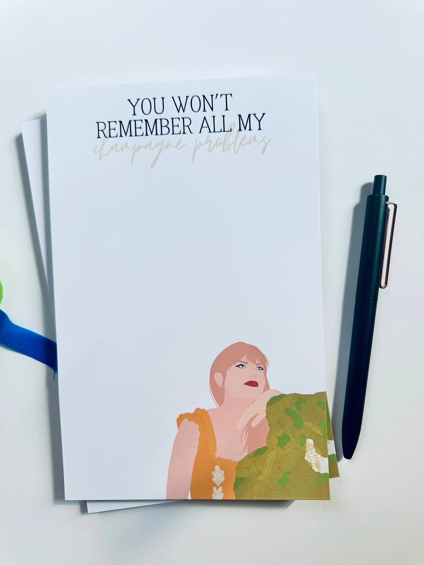 Pop Culture Queen Half (5.5x8.5") & Quarter Page Notepad, Evermore Notepad, Eras Merch, You Won't Remember all my Champagne Problems Notepad maedaymaedaymaeday