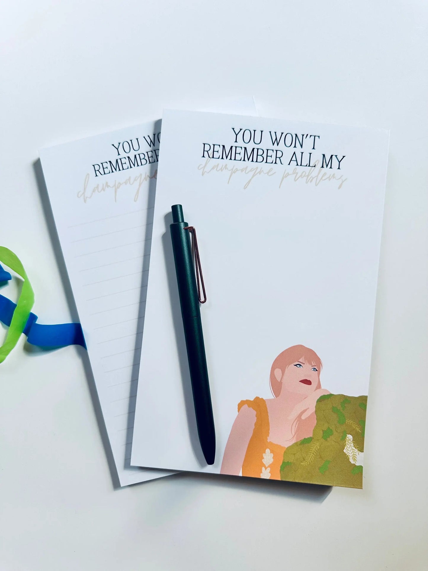 Pop Culture Queen Half (5.5x8.5") & Quarter Page Notepad, Evermore Notepad, Eras Merch, You Won't Remember all my Champagne Problems Notepad maedaymaedaymaeday