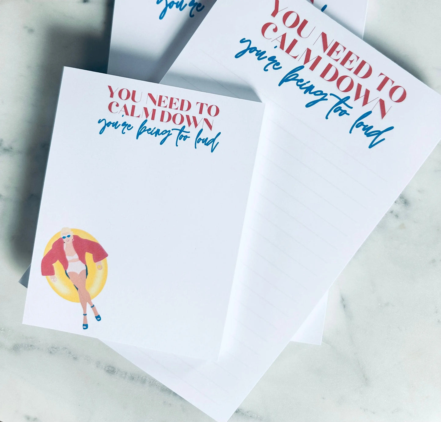 Pop Culture Queen Half (5.5x8.5") & Quarter Page Notepad, You Need to Calm Down, You're Being too Loud, Lover Eras Merch