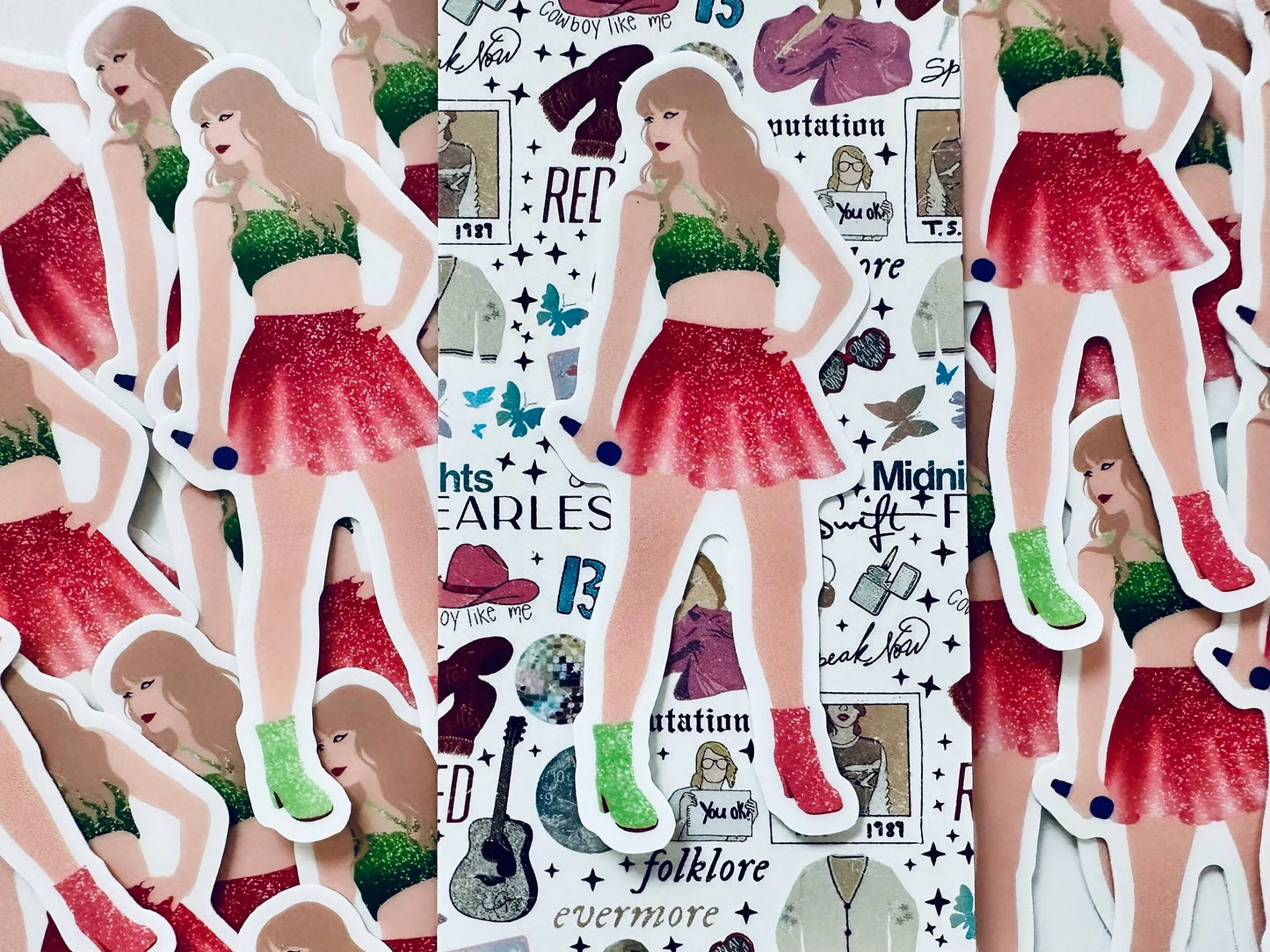 Watermelon Green and Pink/Red NEW 1989 Eras Outfit Sticker, Shake it Off Sticker, By the Eras Outfit Sticker, Europe Eras Outfit Sticker maedaymaedaymaeday