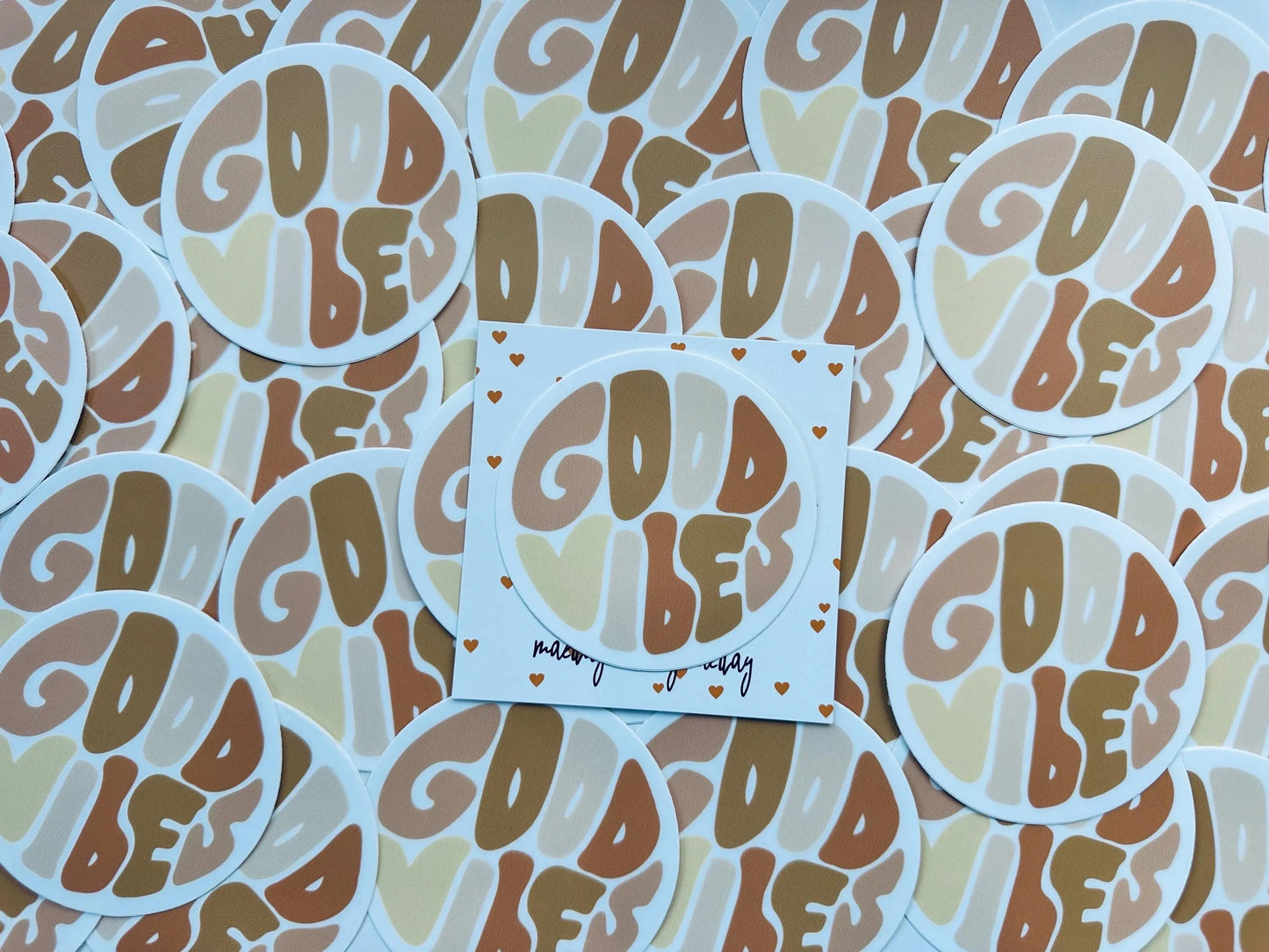 Good Vibes 70s/Retro Boho Permanent, Weatherproof Sticker maedaymaedaymaeday