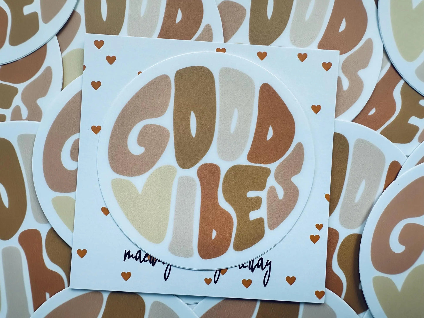 Good Vibes 70s/Retro Boho Permanent, Weatherproof Sticker maedaymaedaymaeday