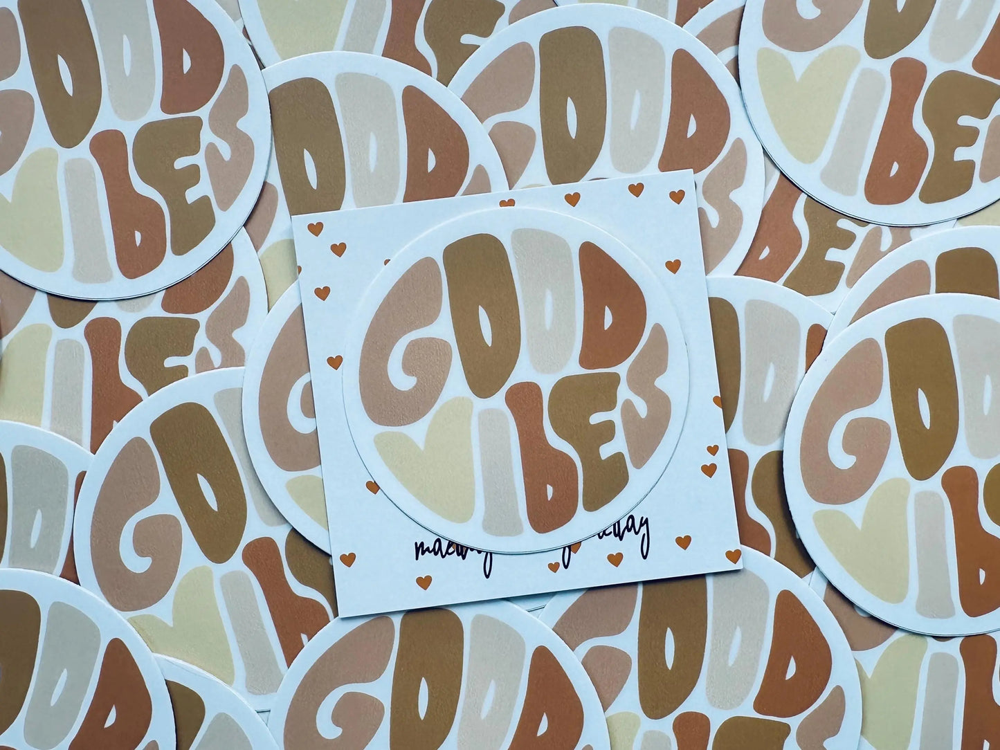 Good Vibes 70s/Retro Boho Permanent, Weatherproof Sticker maedaymaedaymaeday
