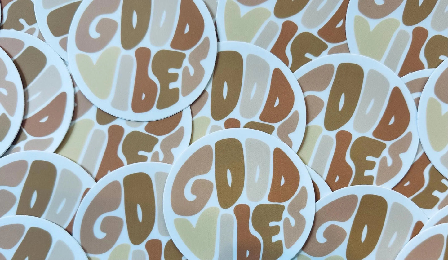 Good Vibes 70s/Retro Boho Permanent, Weatherproof Sticker maedaymaedaymaeday