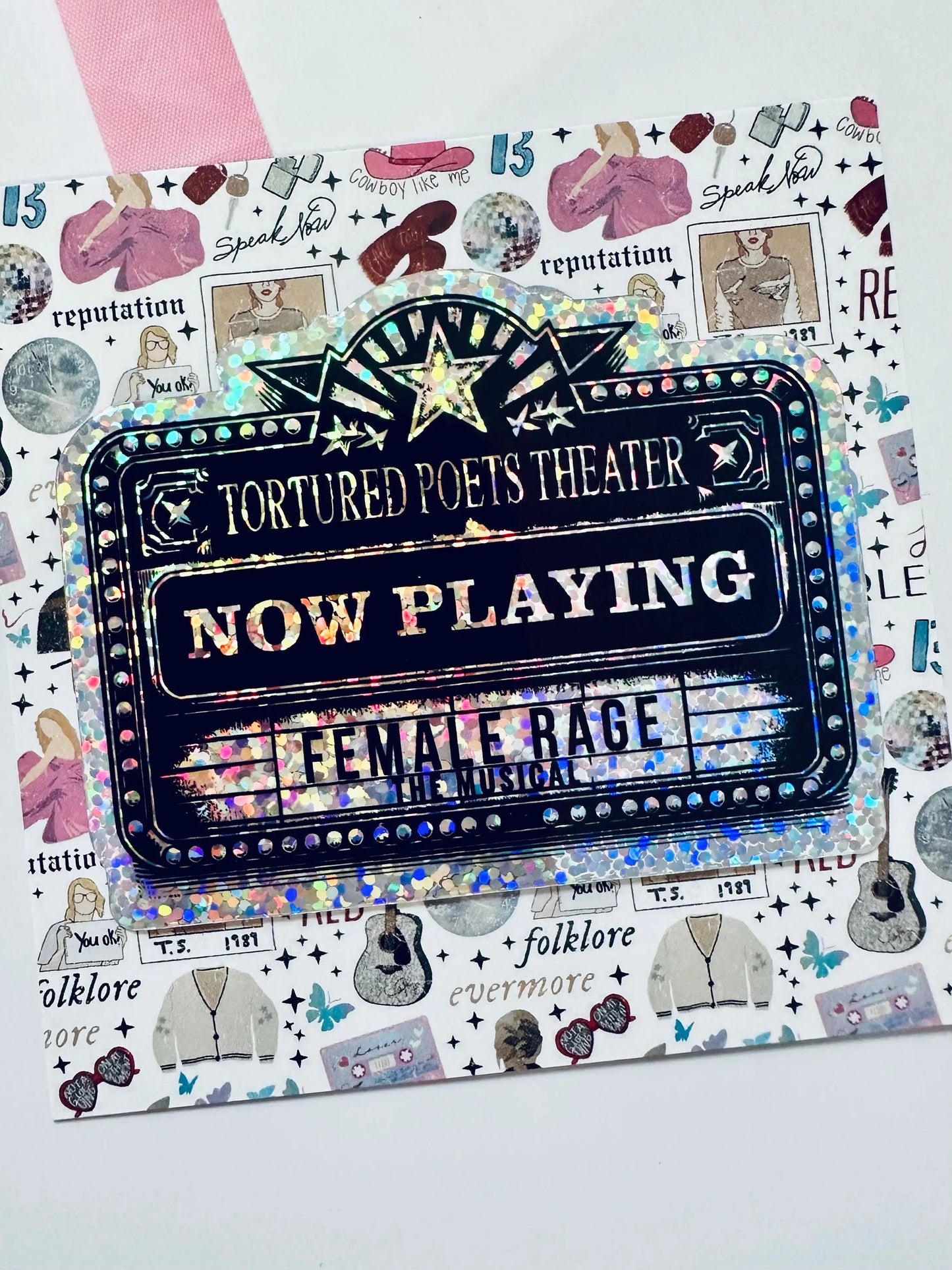 TTPD Inspired Eras Tour Sticker, Tortured Poets Theater Now Playing Female Rage The Musical Permanent Sticker maedaymaedaymaeday