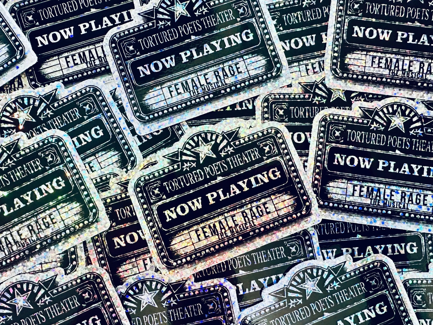 TTPD Inspired Eras Tour Sticker, Tortured Poets Theater Now Playing Female Rage The Musical Permanent Sticker maedaymaedaymaeday