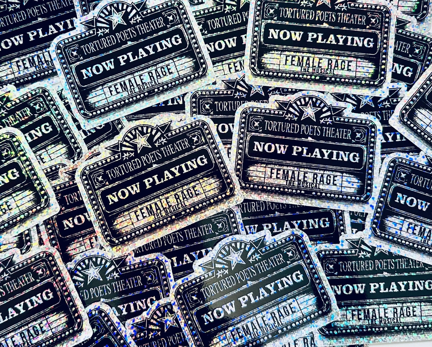 TTPD Inspired Eras Tour Sticker, Tortured Poets Theater Now Playing Female Rage The Musical Permanent Sticker maedaymaedaymaeday