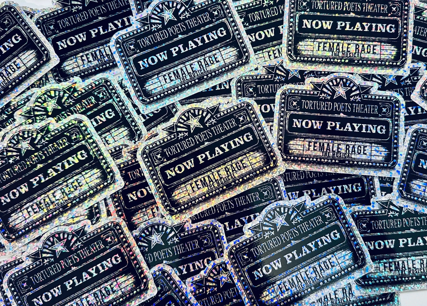 TTPD Inspired Eras Tour Sticker, Tortured Poets Theater Now Playing Female Rage The Musical Permanent Sticker maedaymaedaymaeday