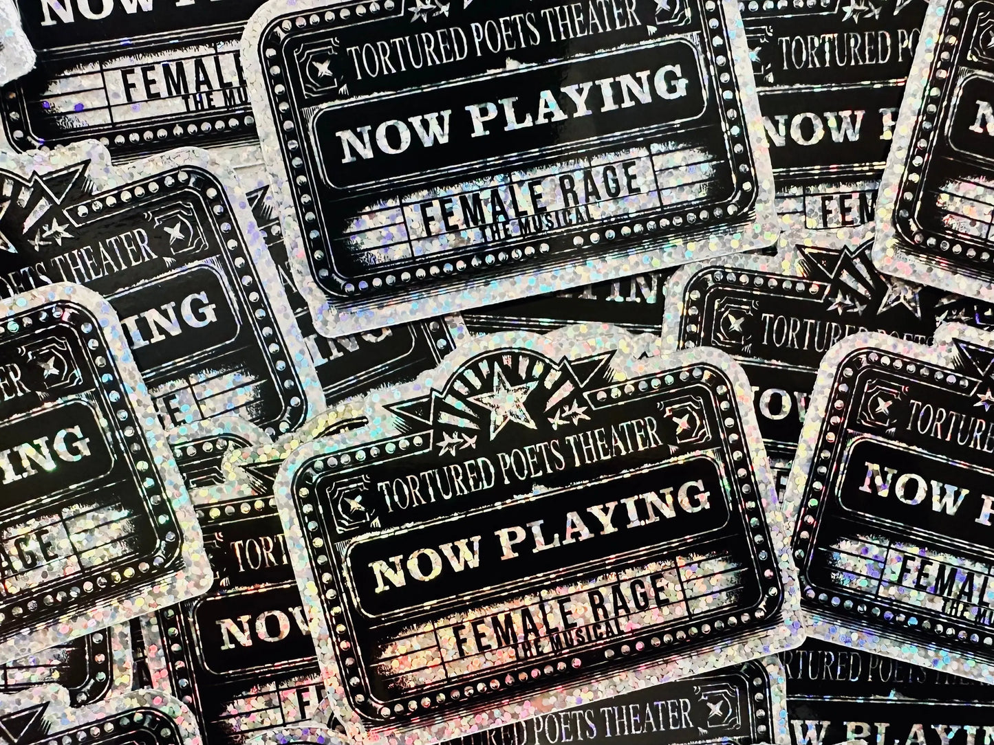 TTPD Inspired Eras Tour Sticker, Tortured Poets Theater Now Playing Female Rage The Musical Permanent Sticker maedaymaedaymaeday
