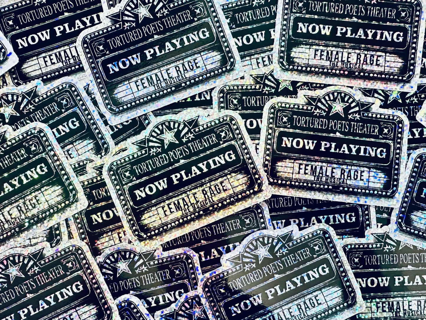 TTPD Inspired Eras Tour Sticker, Tortured Poets Theater Now Playing Female Rage The Musical Permanent Sticker maedaymaedaymaeday